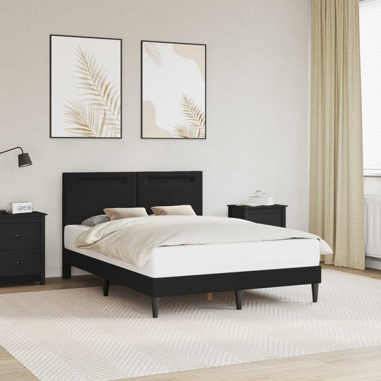 Black Faux Leather Double Bed Frame 137x190cm - Furniture > Beds & Accessories > Beds & Bed Frames