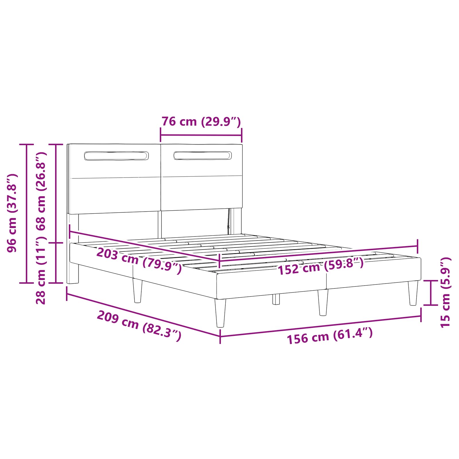 Queen Faux Leather Bed Frame Black | Simpledeals
