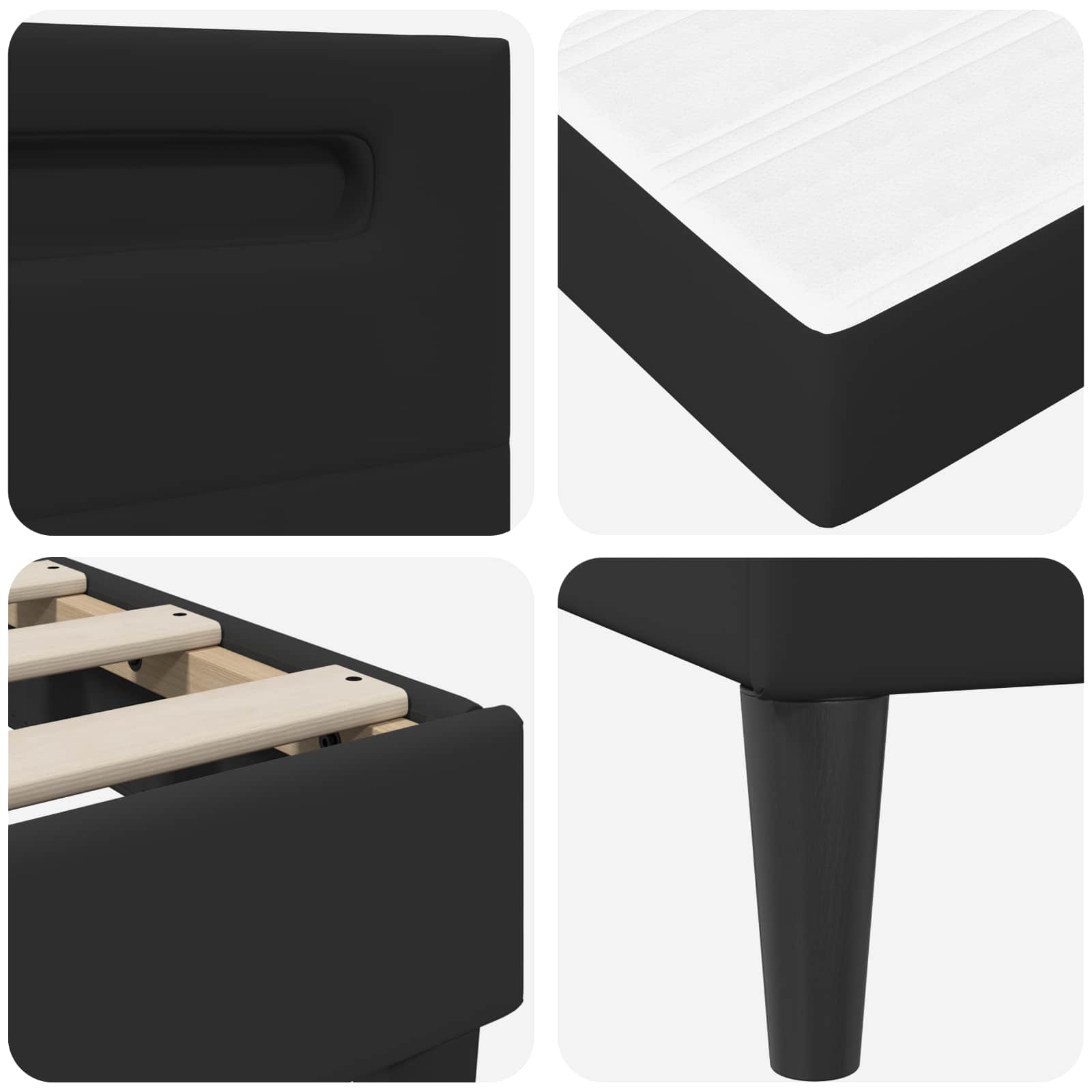 LED Bed Frame Black Faux Leather | Simpledeals