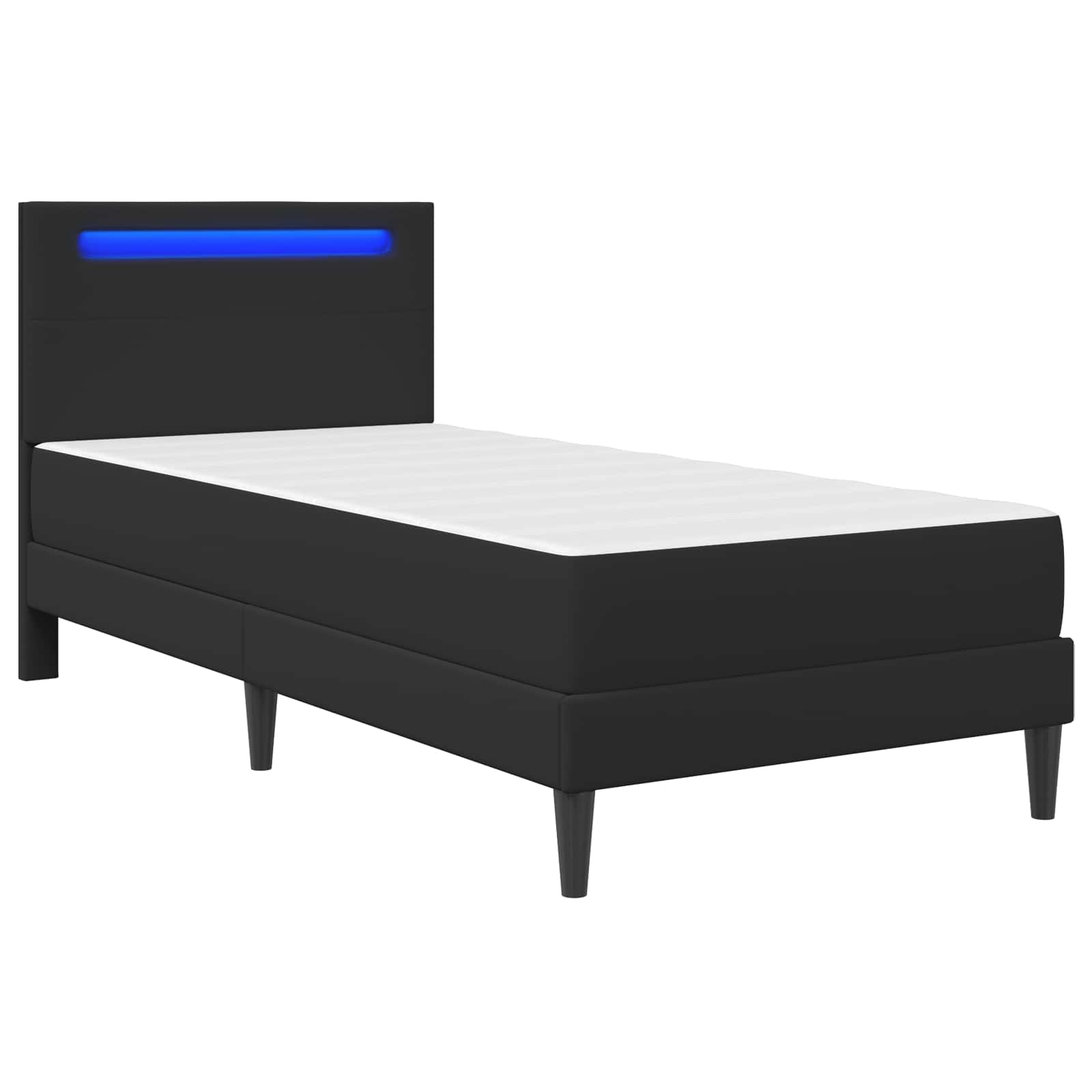 LED Bed Frame Black Faux Leather | Simpledeals