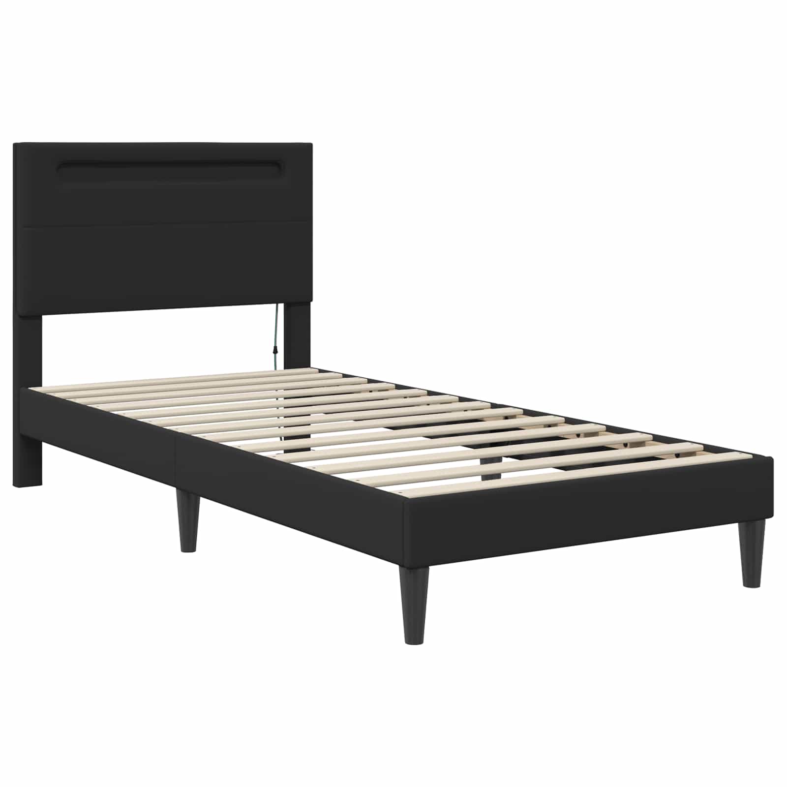 LED Bed Frame Black Faux Leather | Simpledeals