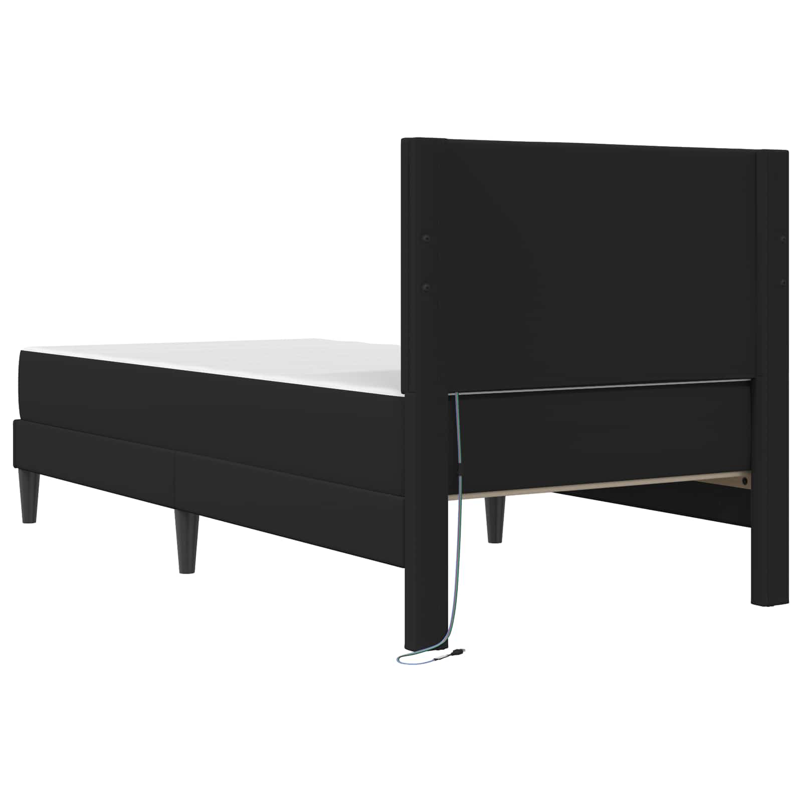 LED Bed Frame Black Faux Leather | Simpledeals