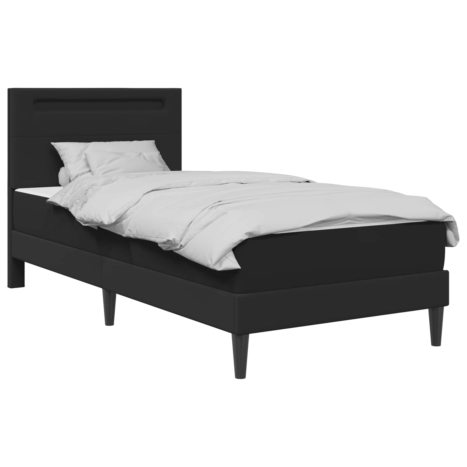 LED Bed Frame Black Faux Leather | Simpledeals