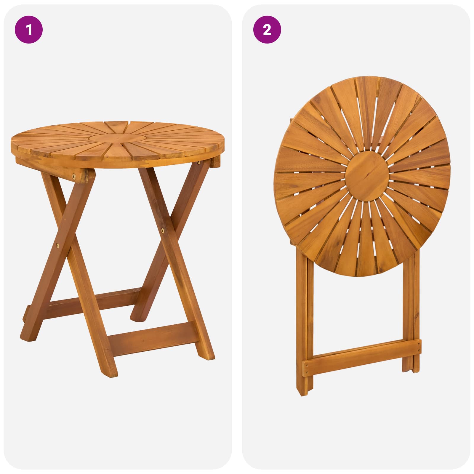 Round Bistro Table Natural Wood 45x45cm