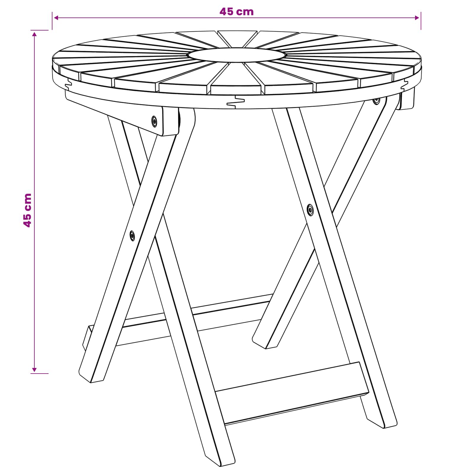 Round Bistro Table Natural Wood 45x45cm