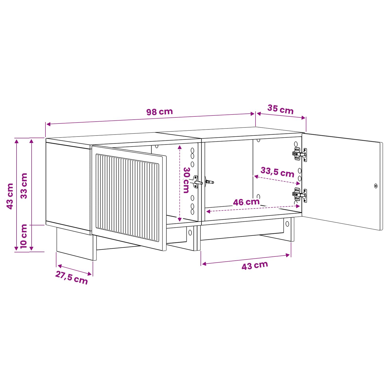 White TV Cabinet Engineered Wood 49x35x43cm