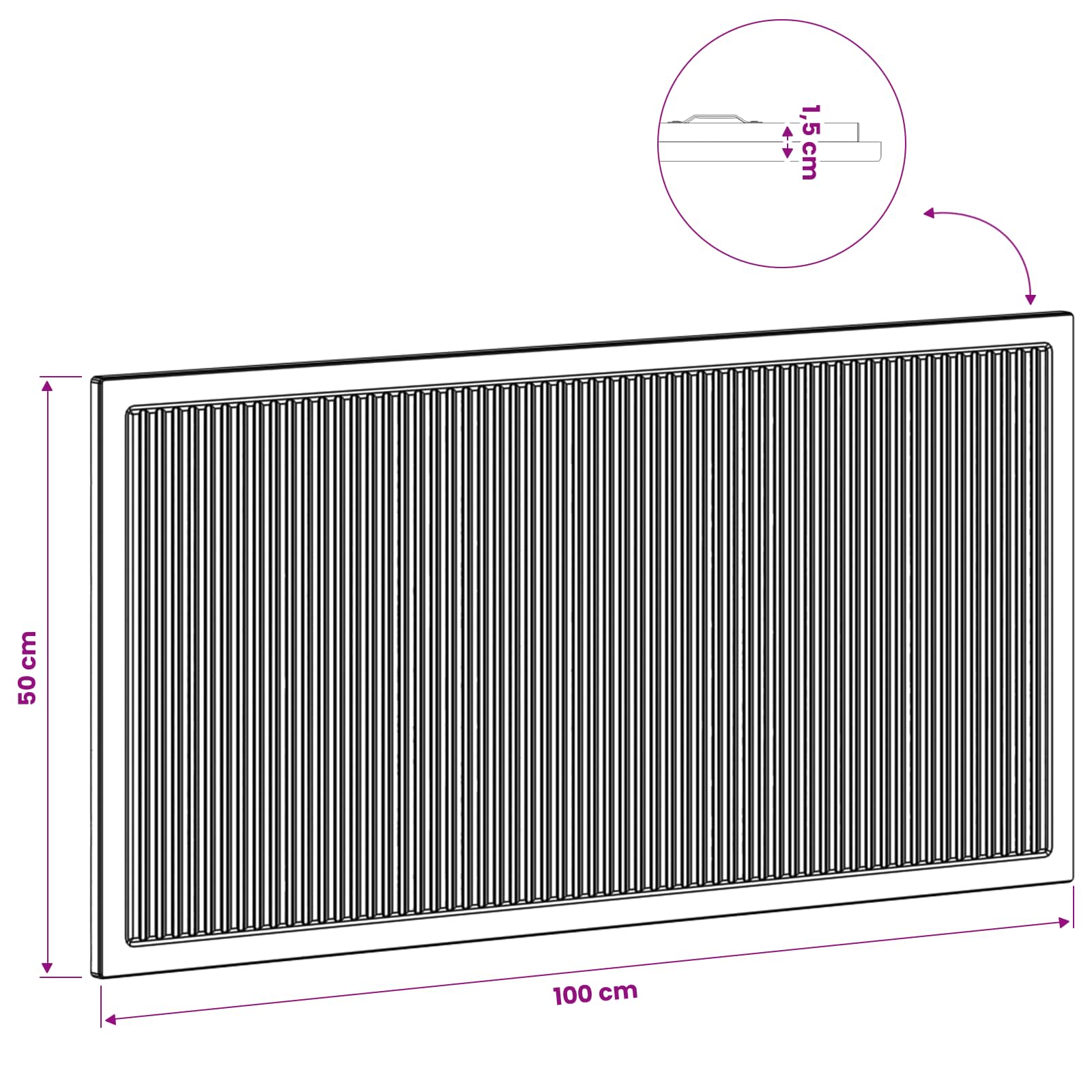 Wall Headboard Engineered Wood 100 cm x 3 cm x 50 cm