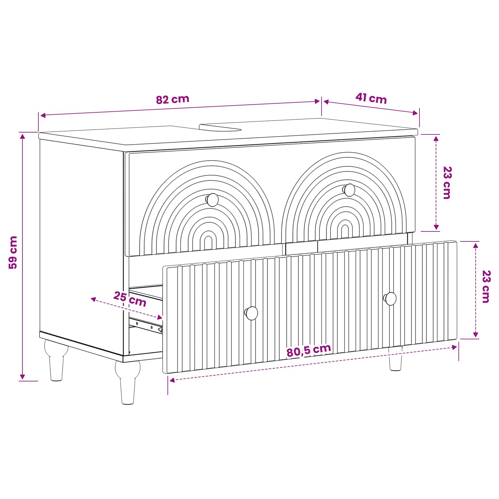 Bathroom Sink Cabinet White Modern 82x41x59cm