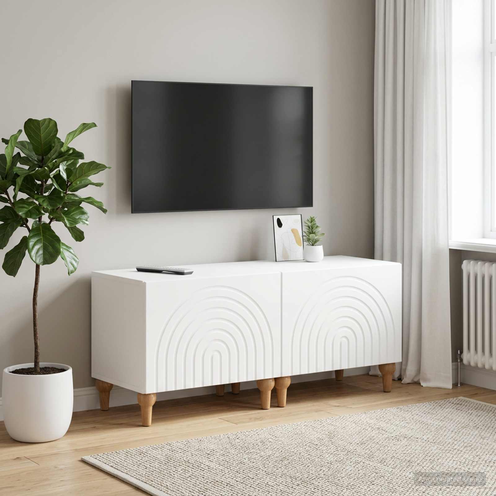 White Engineered Wood Tv Cabinet 98x35x43cm