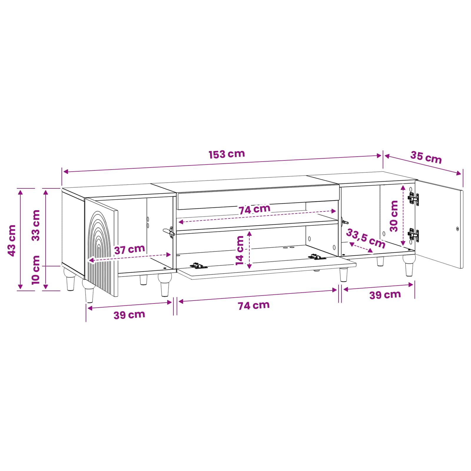 White TV Cabinet Engineered Wood