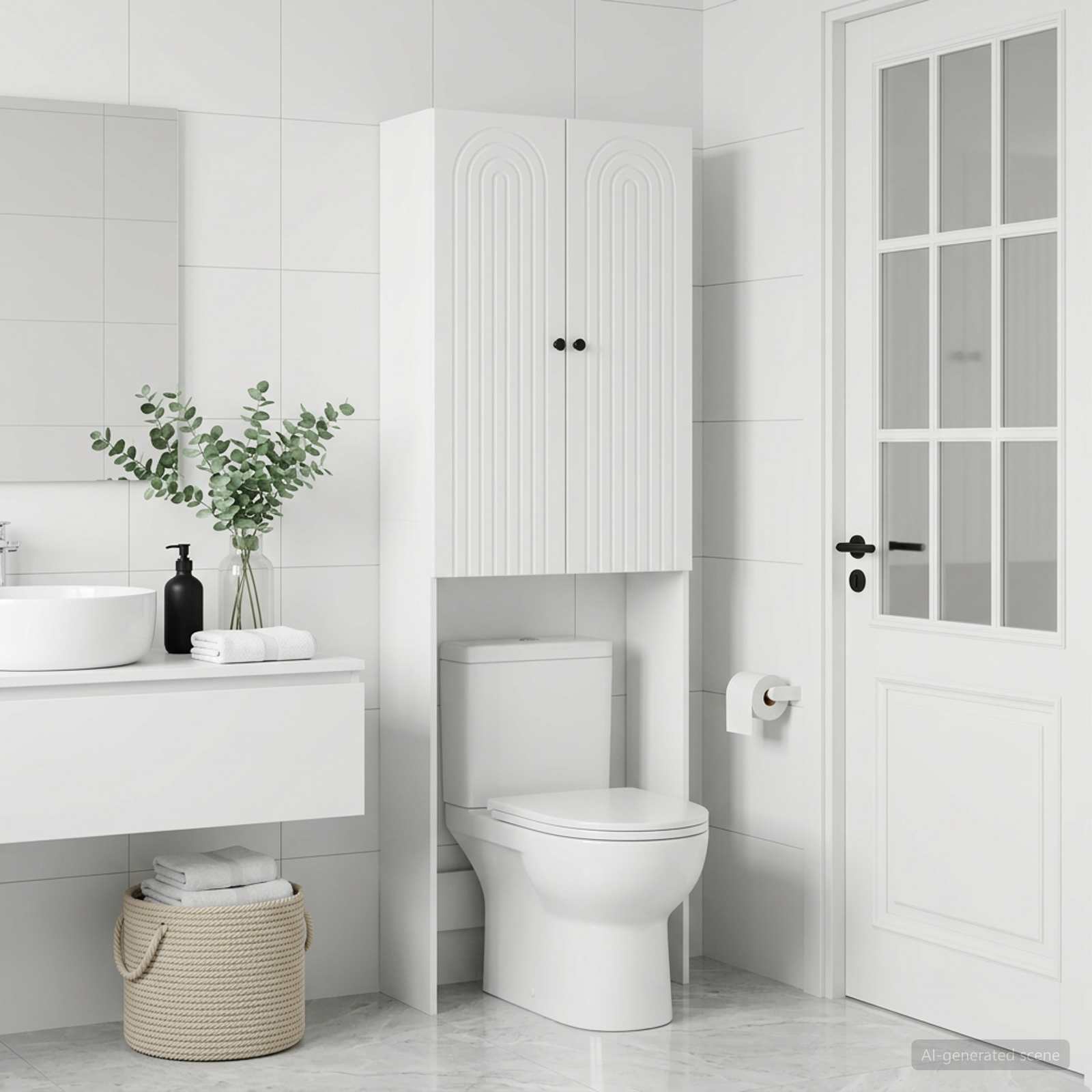 Bathroom Cabinet White Slimline 66 cm x 25.5 cm x 190 cm