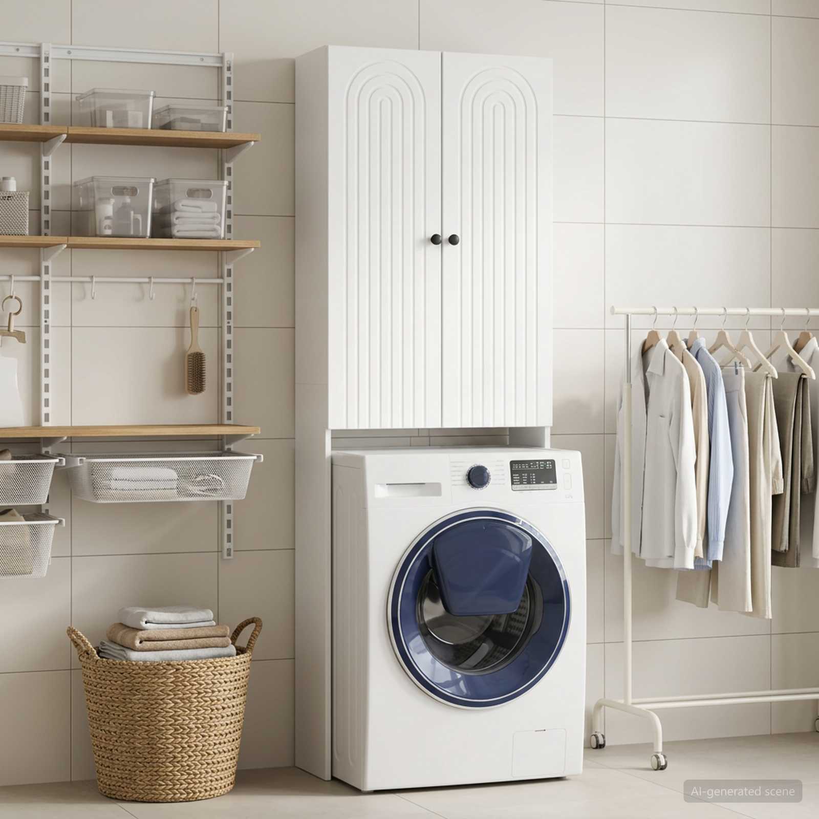 Bathroom Cabinet White Slimline 66 cm x 25.5 cm x 190 cm