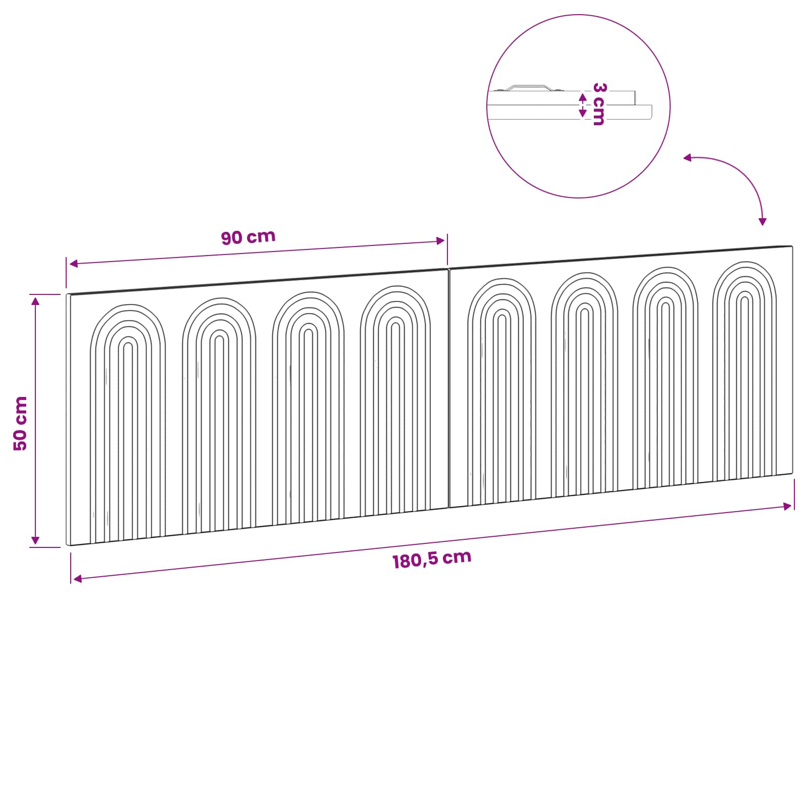 Wall Headboard Brown Engineered Wood 180.5 cm x 3 cm x 50 cm