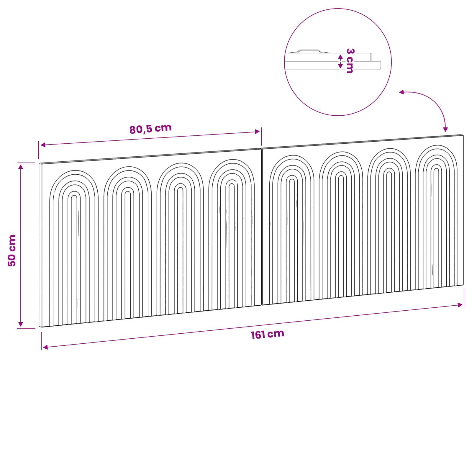 Wall Headboard Brown Engineered Wood 161 cm x 3 cm x 50 cm