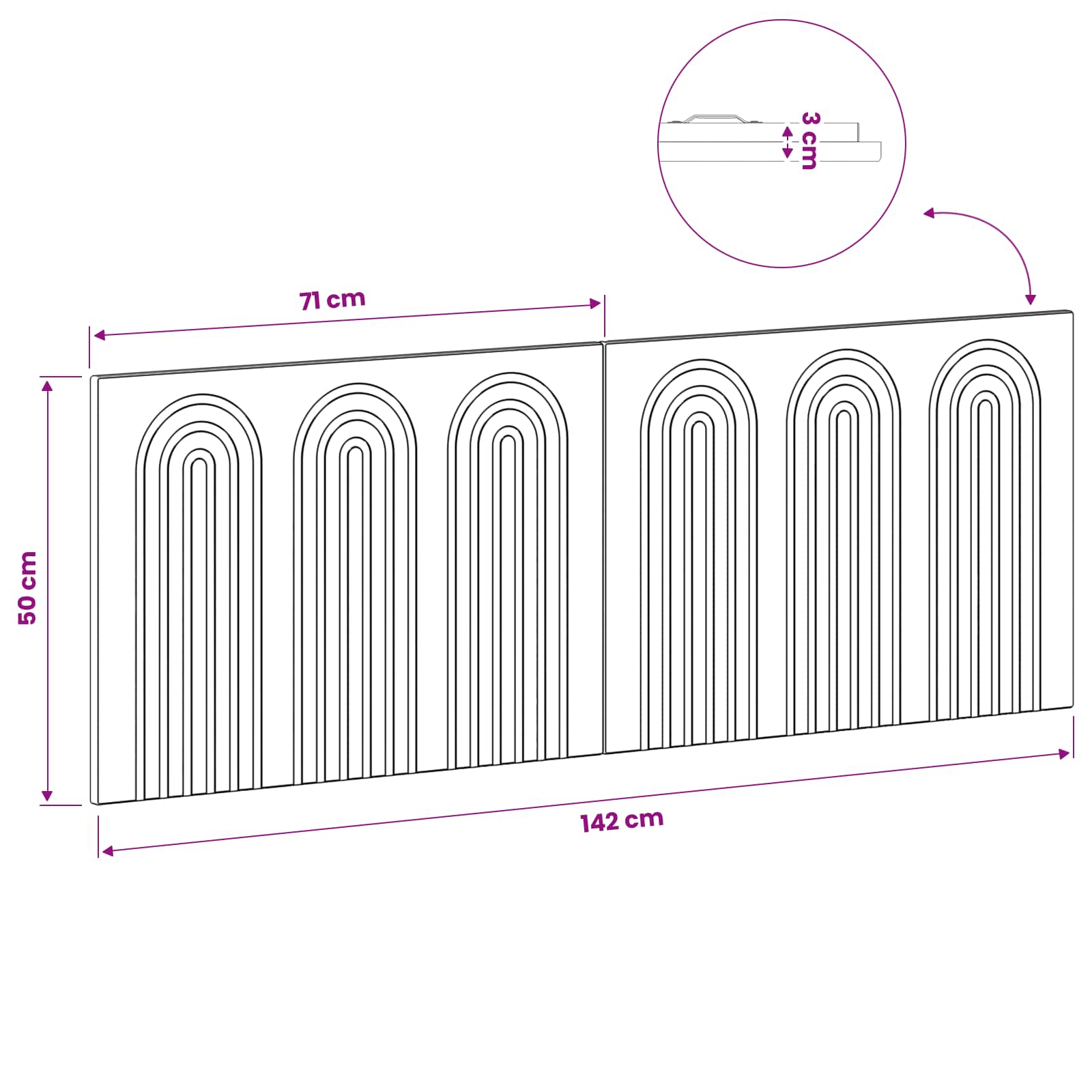 Wall Headboard Brown Engineered Wood 142 cm x 3 cm x 50 cm