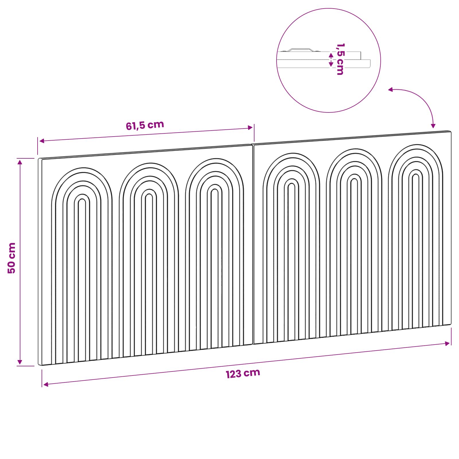 Wall Headboard Brown Engineered Wood 123 cm x 3 cm x 50 cm