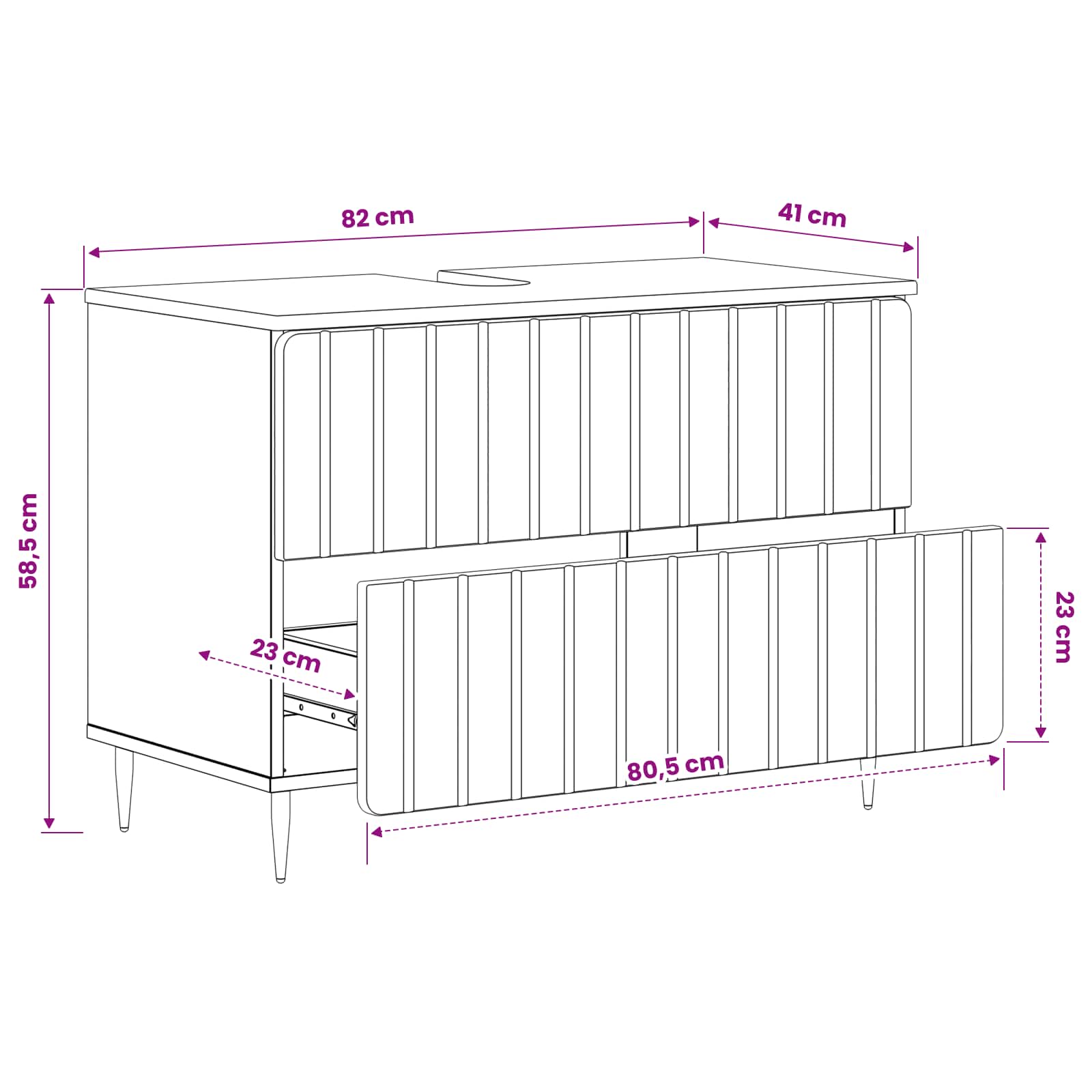 Bathroom Sink Cabinet White Modern 82x41x58.5cm