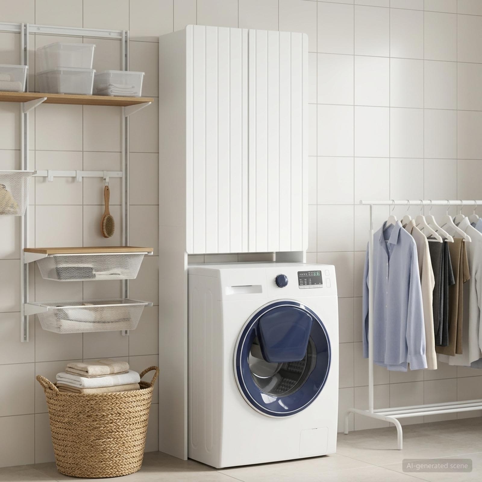 Bathroom Cabinet White Slim 66 cm x 25.5 cm x 190 cm