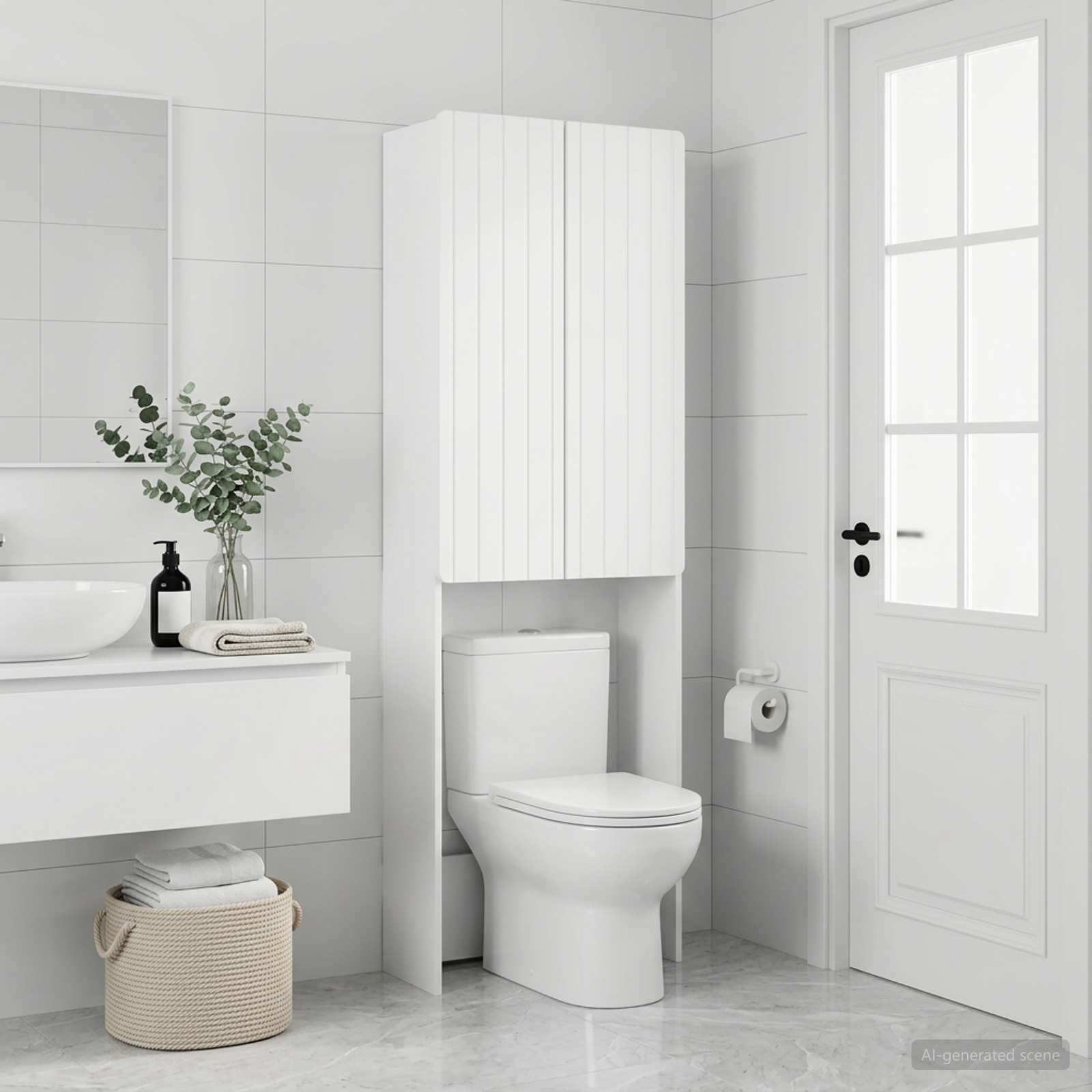 Bathroom Cabinet White Slim 66 cm x 25.5 cm x 190 cm