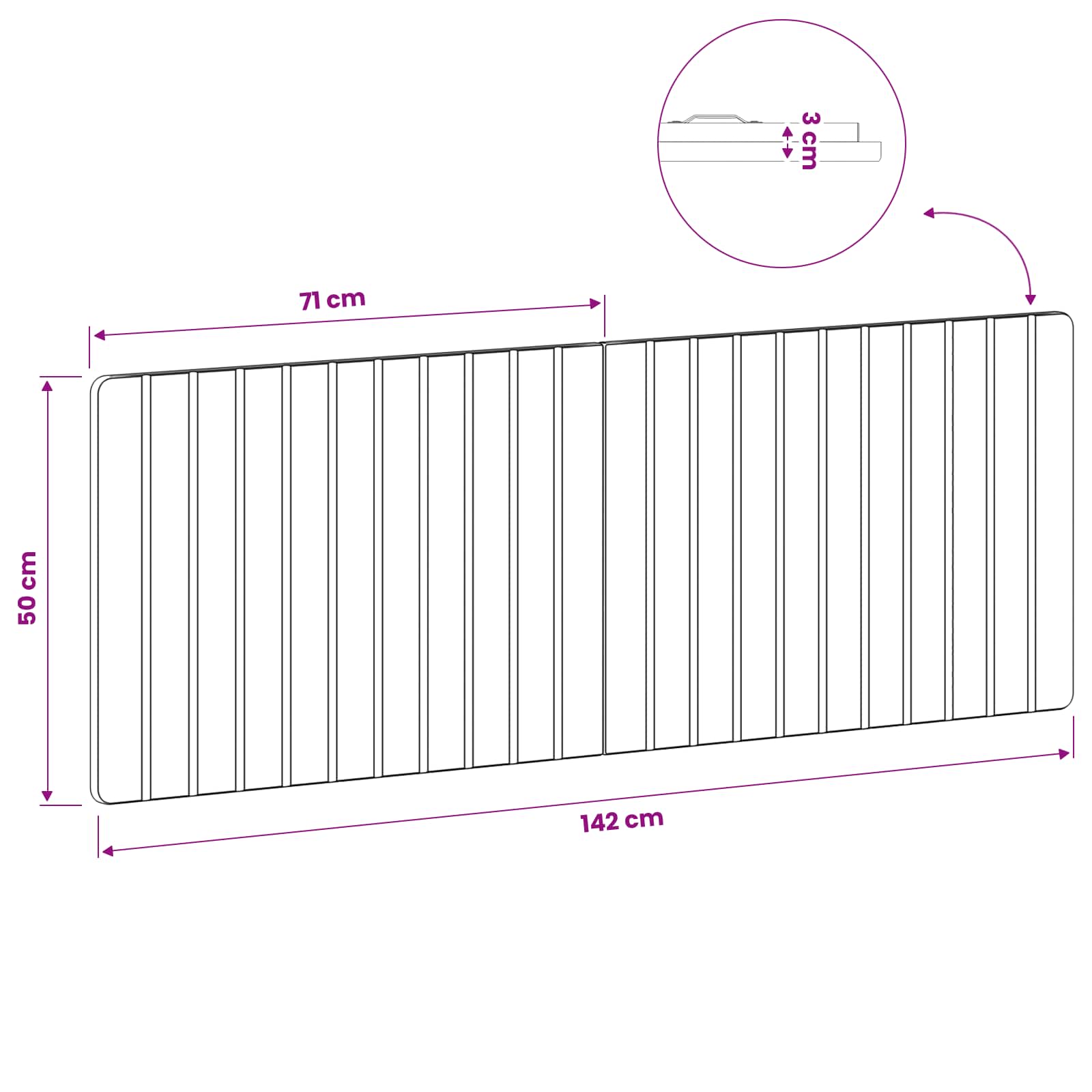 Wall Headboard Brown Engineered Wood 140 cm x 3 cm x 50 cm
