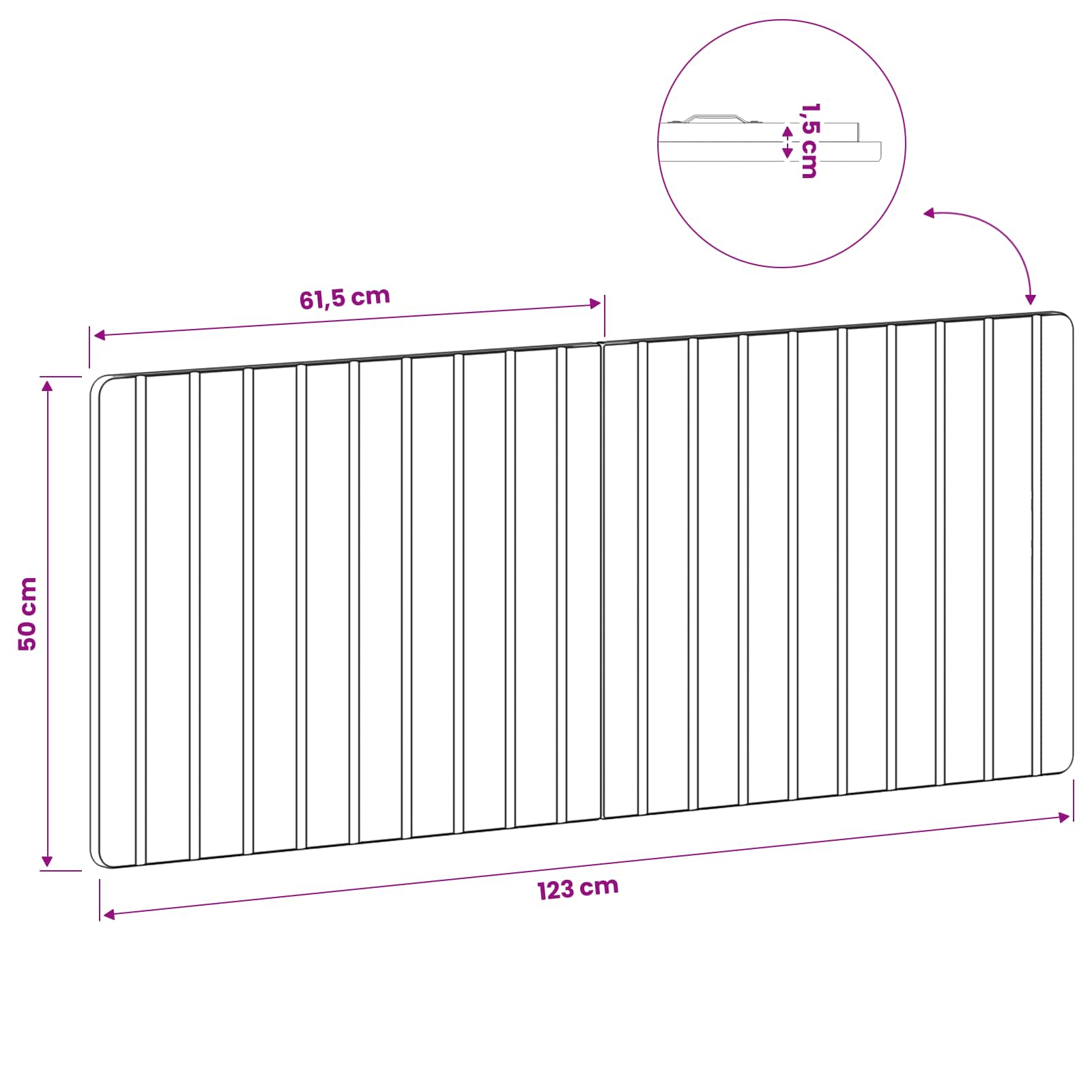Wall Headboard Brown Engineered Wood 120 cm x 3 cm x 50 cm