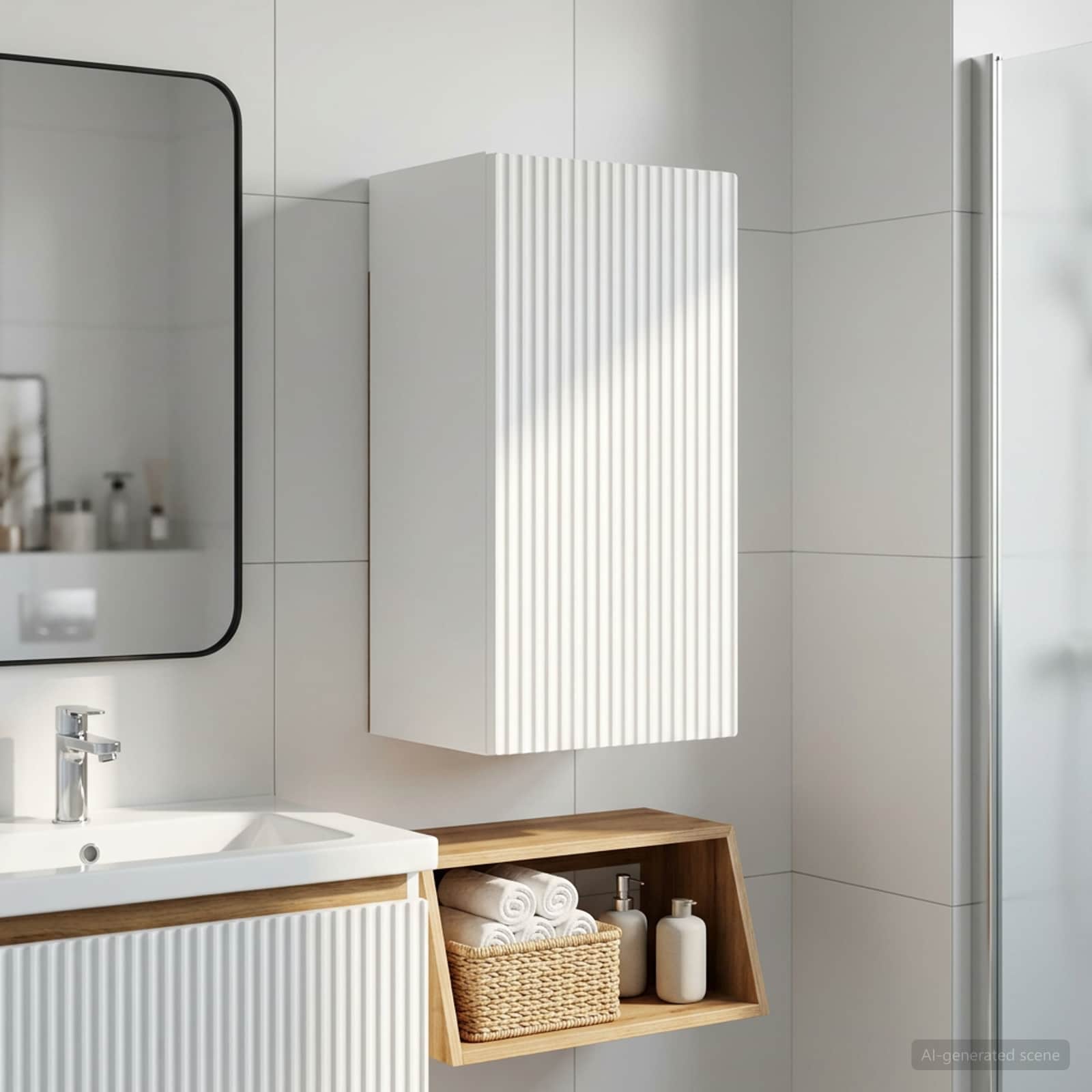 Bathroom Wall Cabinet White Slim 30x31x59cm