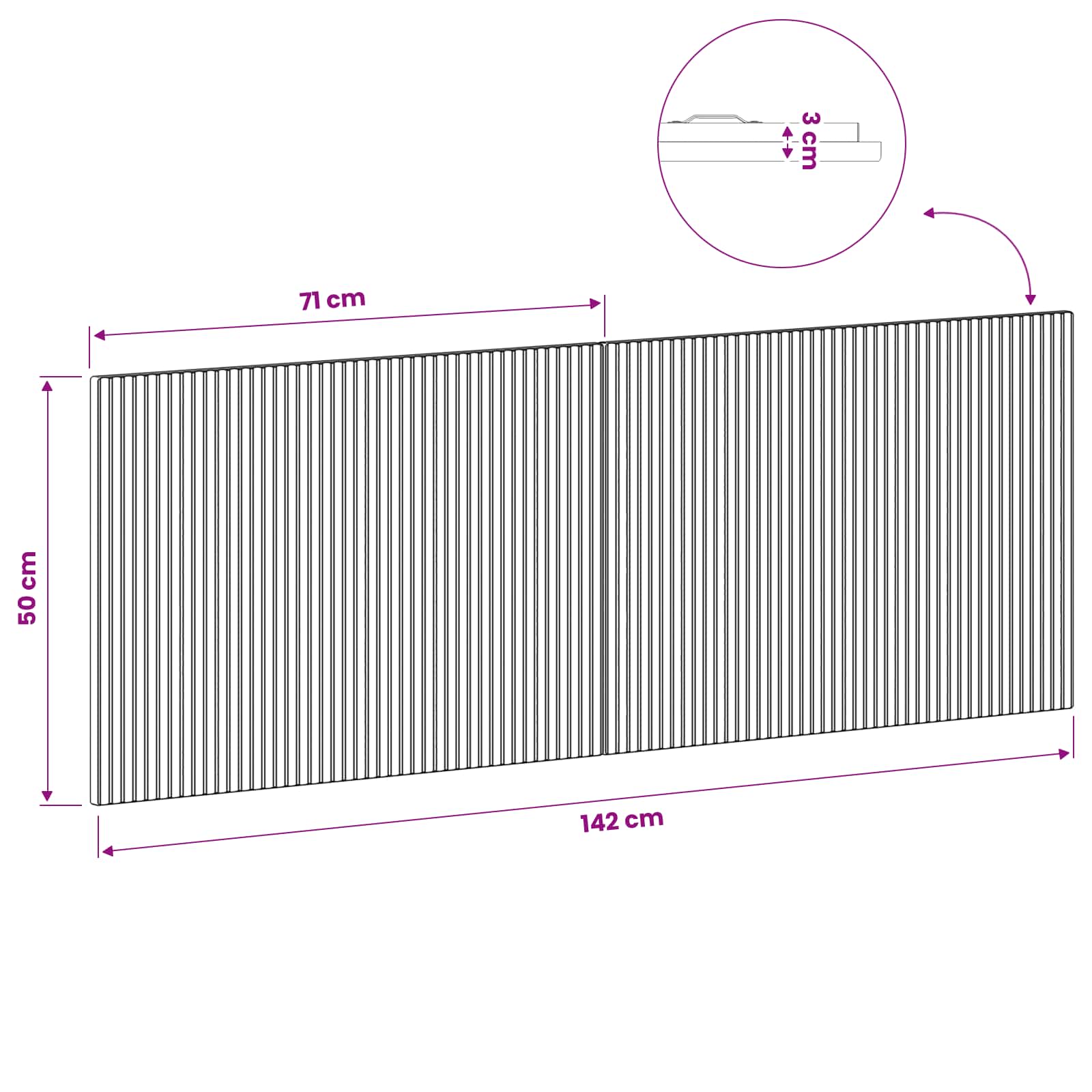 Wall Headboard Engineered Wood Design 140 cm x 3 cm x 50 cm