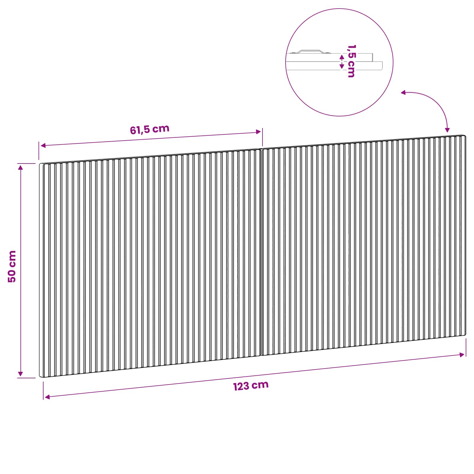 Wall Headboard Sonoma Oak Wood 120 cm x 3 cm x 50 cm