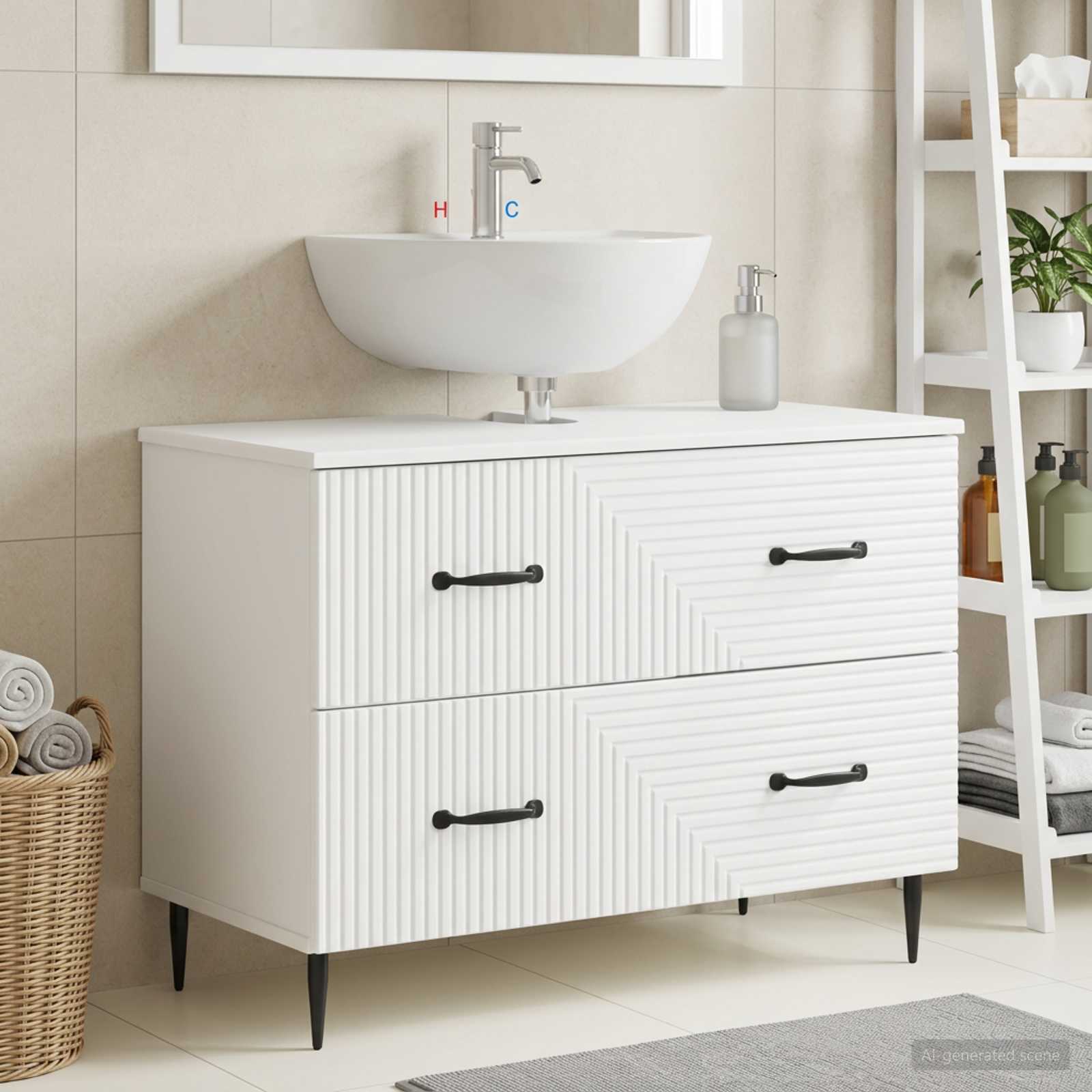 Bathroom Sink Cabinet White Slim 82x41x58.5cm
