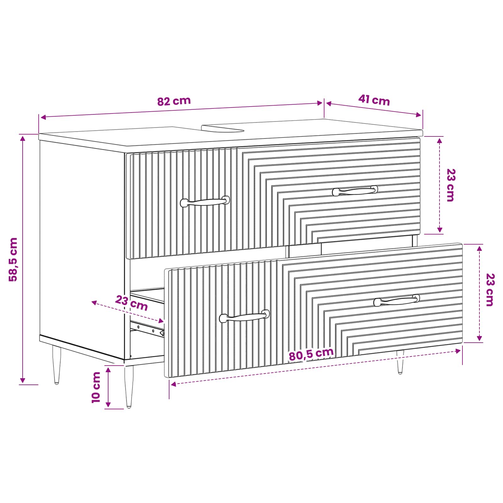 Bathroom Sink Cabinet White Slim 82x41x58.5cm