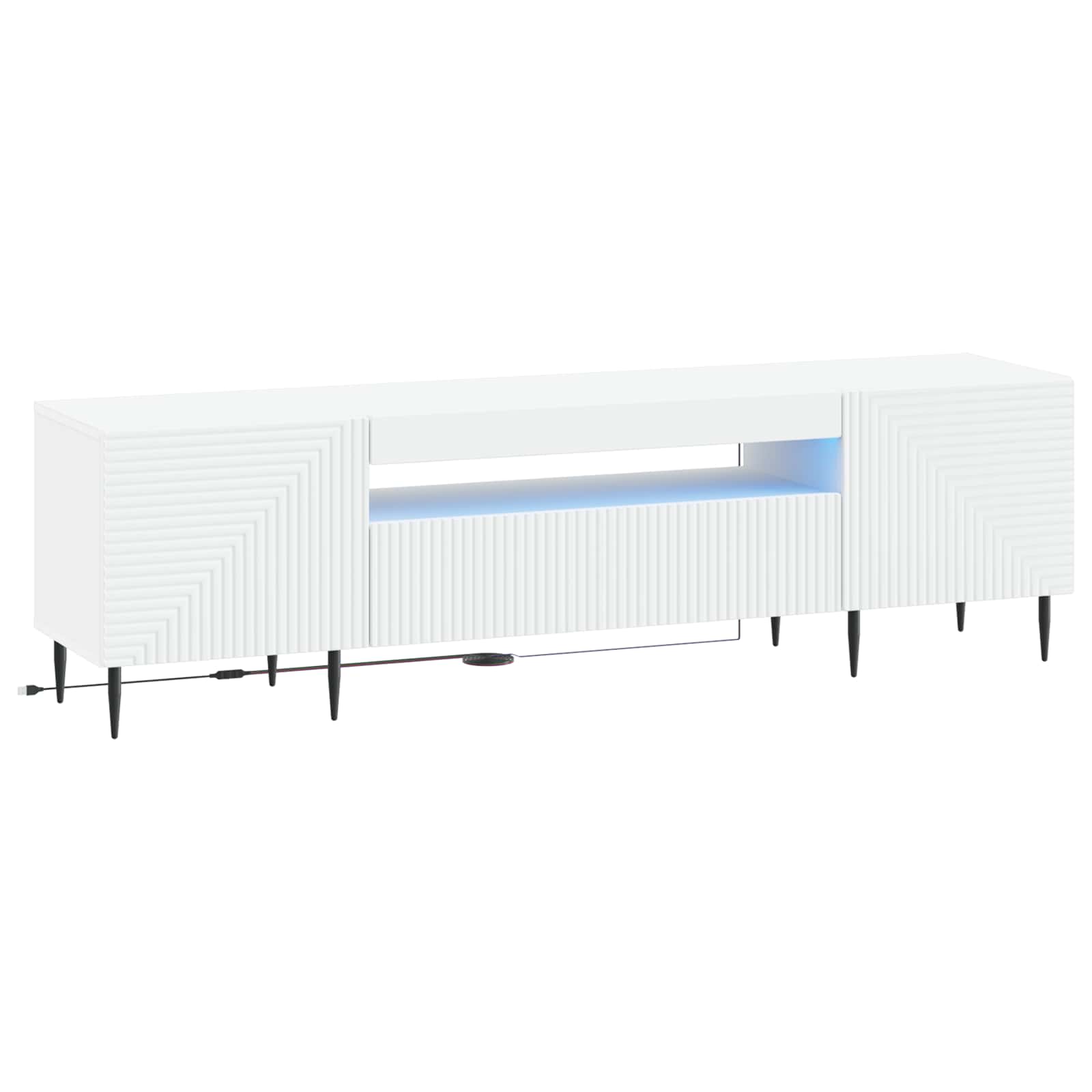 White LED TV Cabinet Engineered Wood
