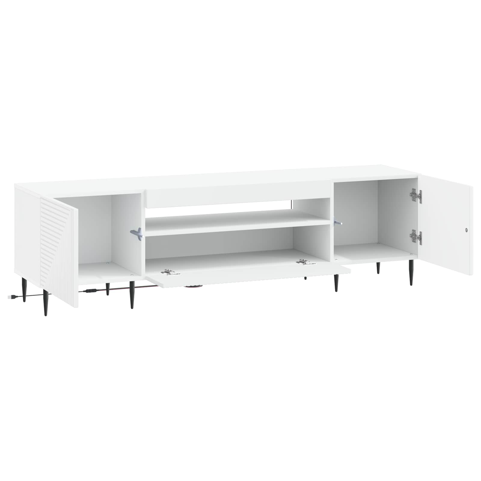 White LED TV Cabinet Engineered Wood
