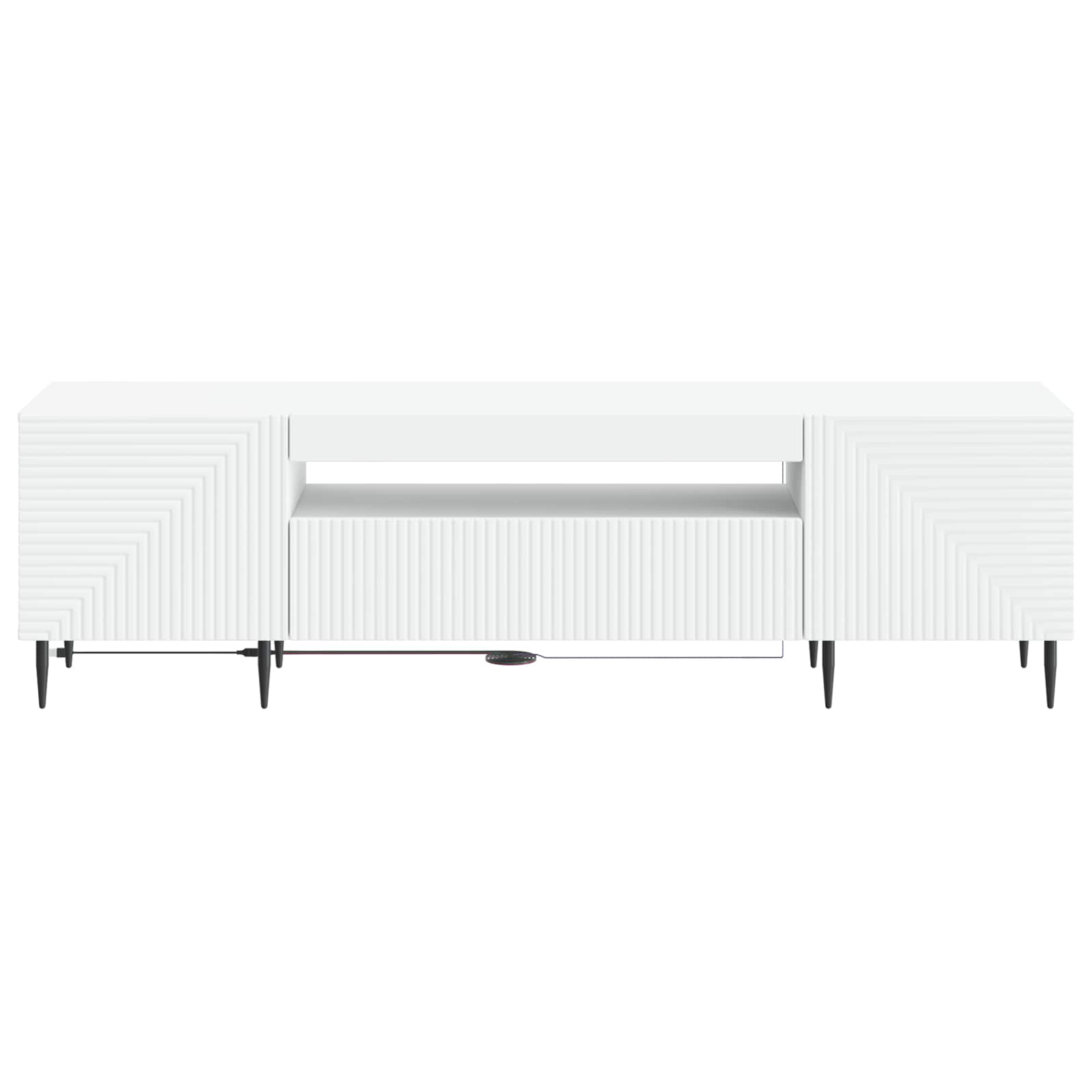 White LED TV Cabinet Engineered Wood