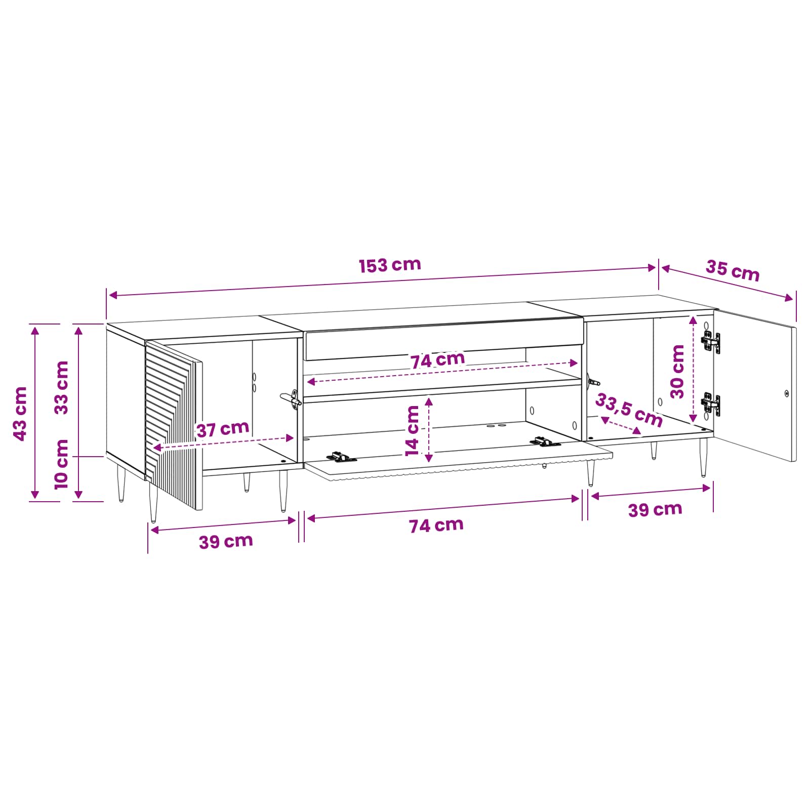 White LED TV Cabinet Engineered Wood