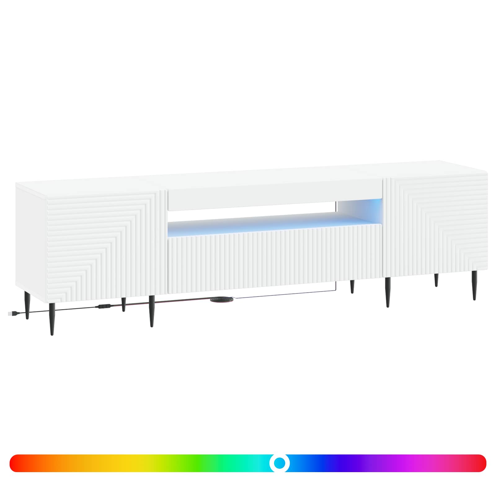 White LED TV Cabinet Engineered Wood