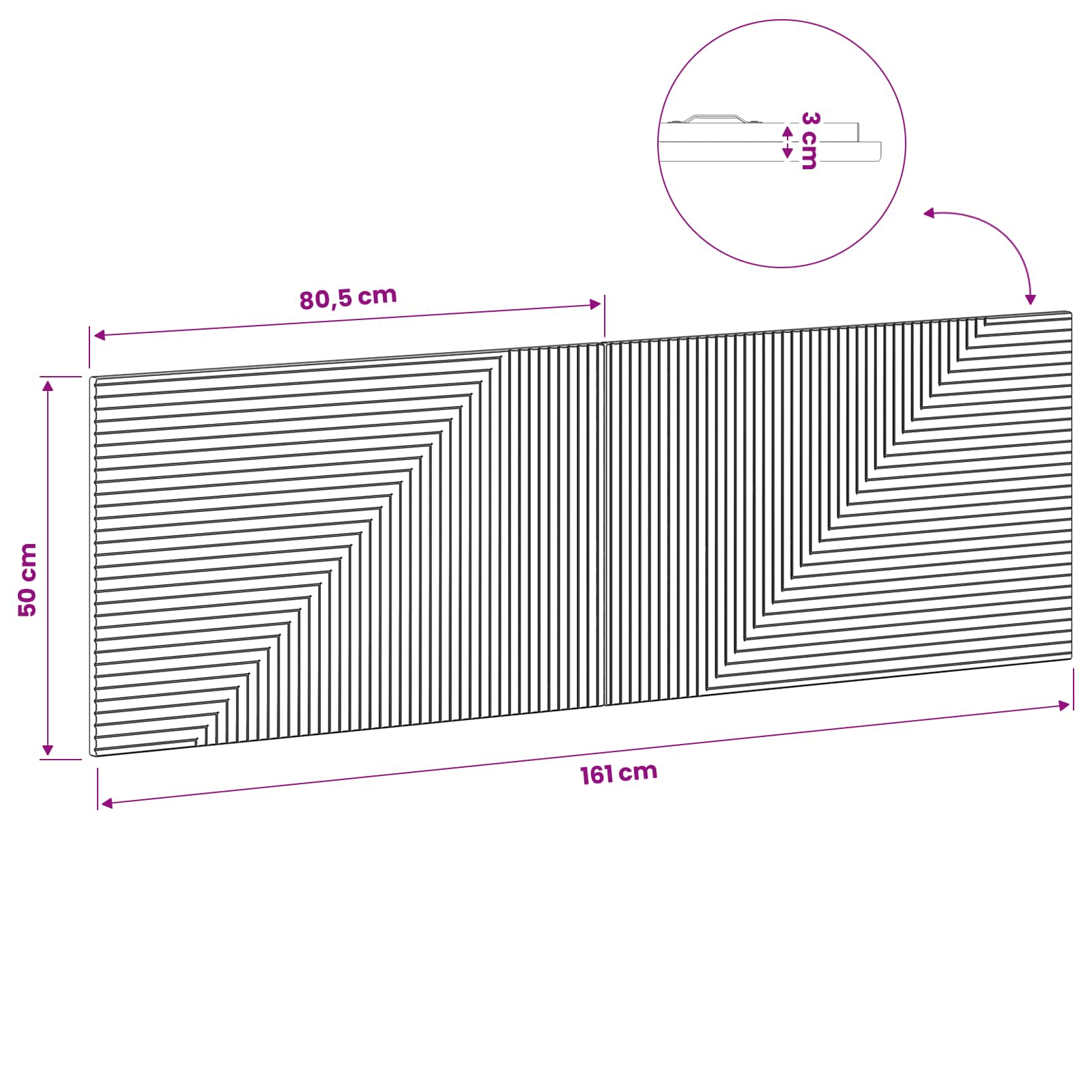 Wall Headboard Brown Engineered Wood 160 cm x 3 cm x 50 cm