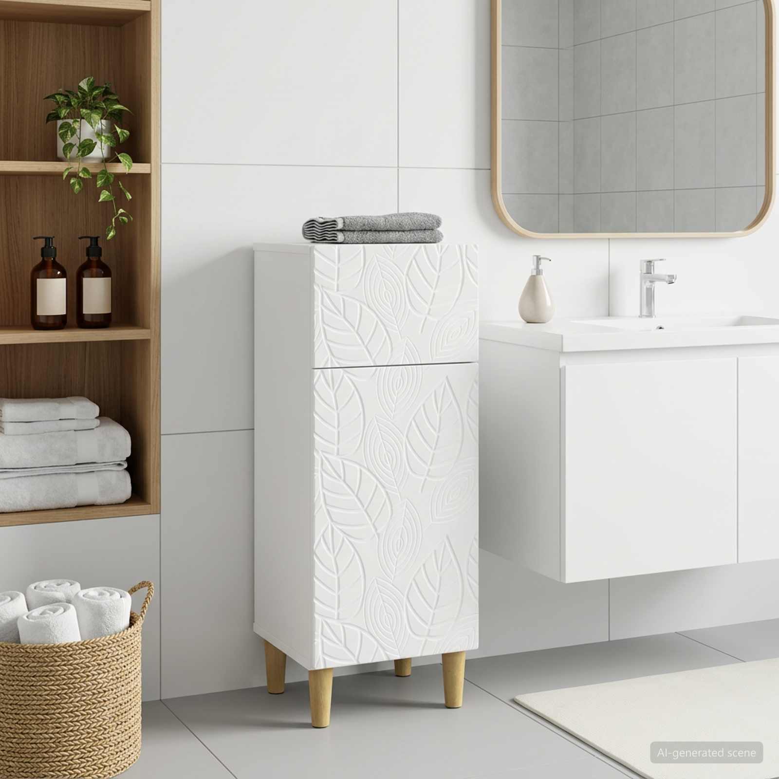 Bathroom Storage Cabinet White Slim 30x31x80cm