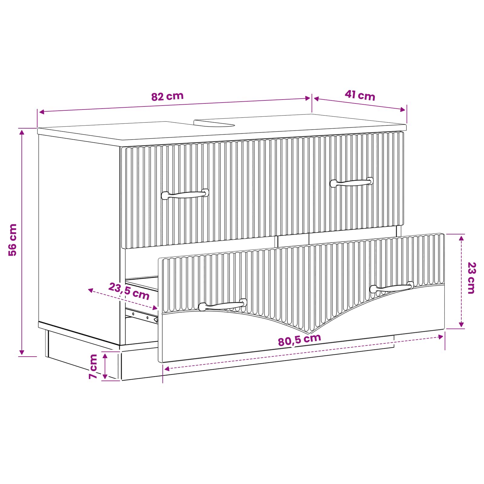 Bathroom Sink Cabinet White Modern 82 cm x 41 cm x 56 cm