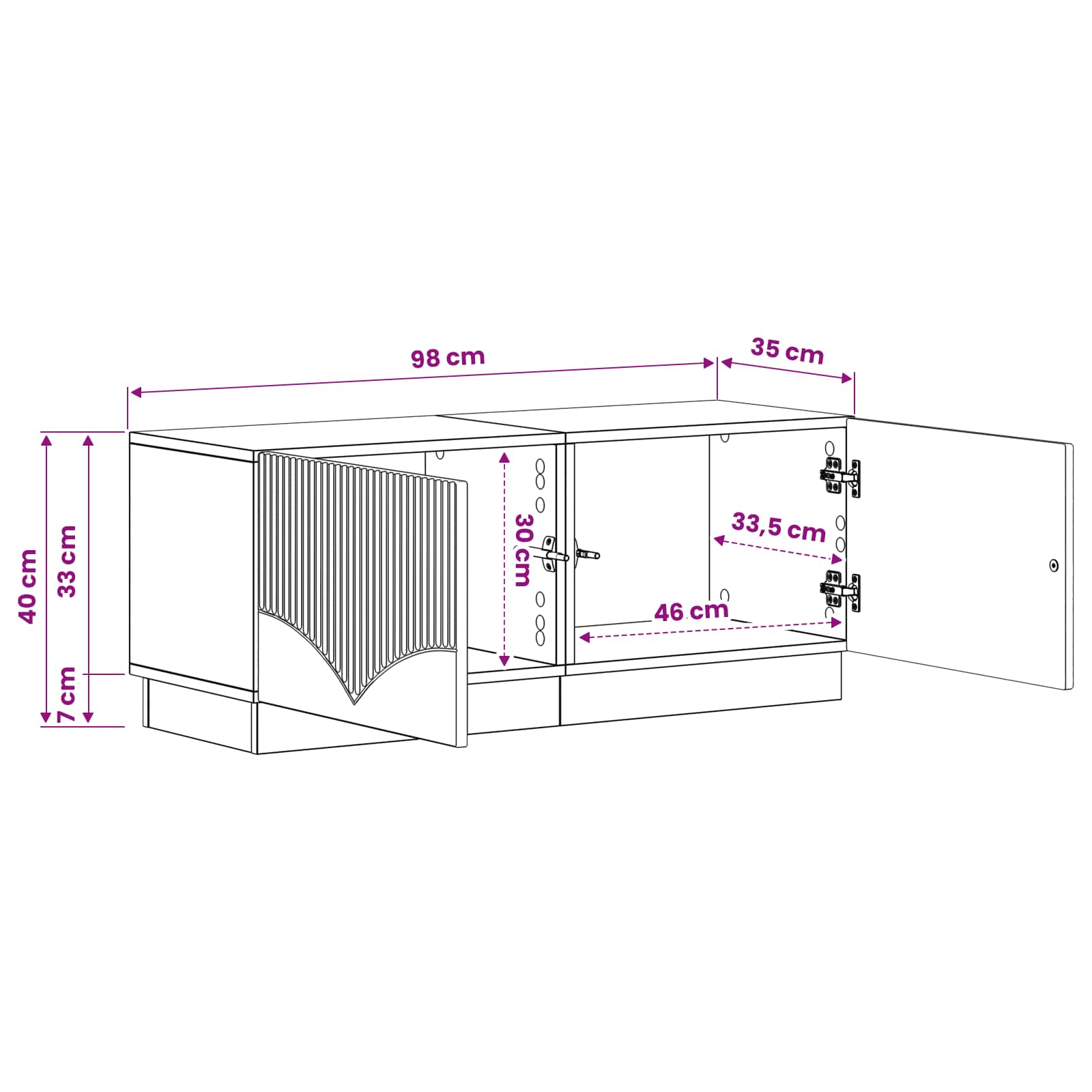 White TV Cabinet Engineered Wood 49x35x40cm