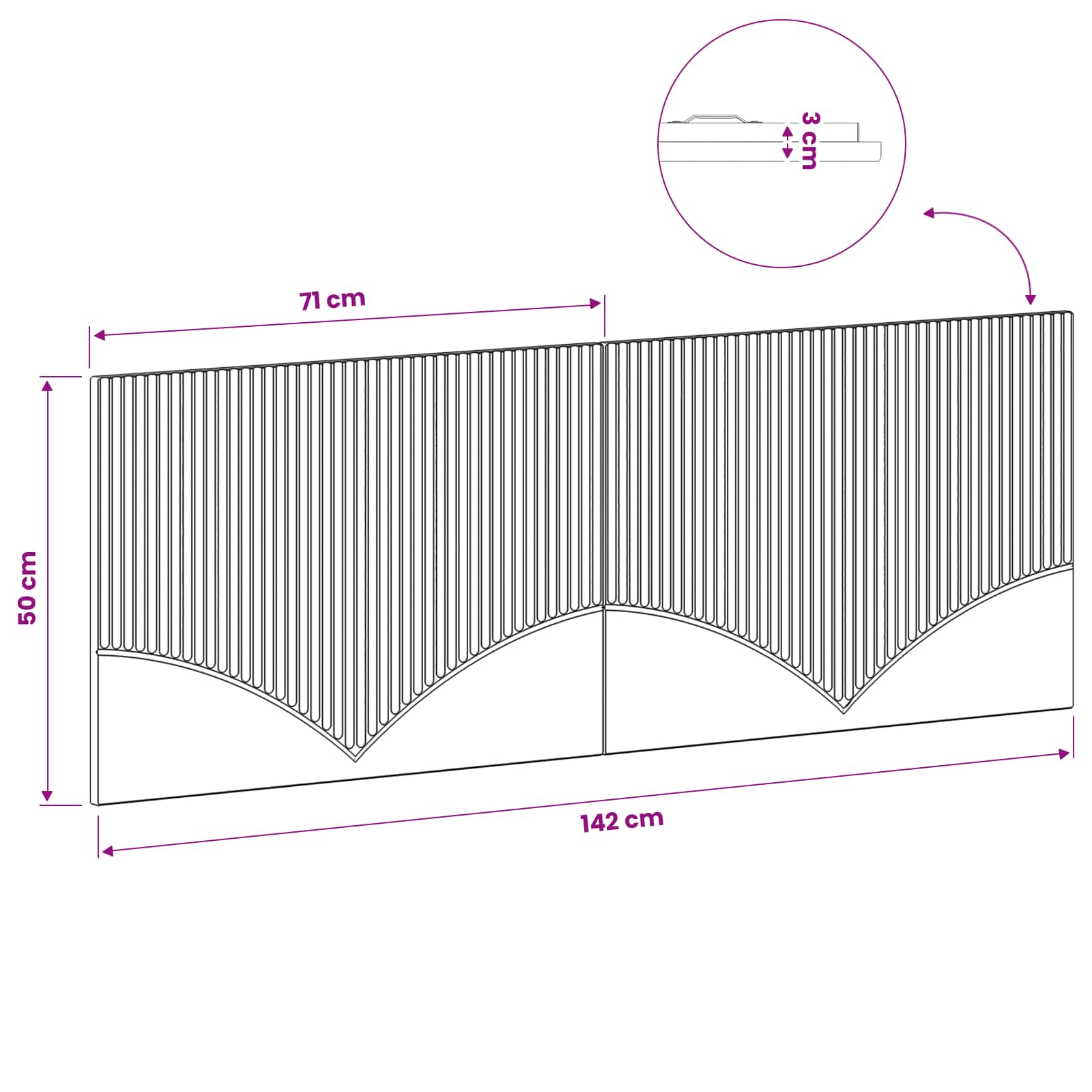 Modern Wall Headboard Brown 140 cm x 3 cm x 50 cm