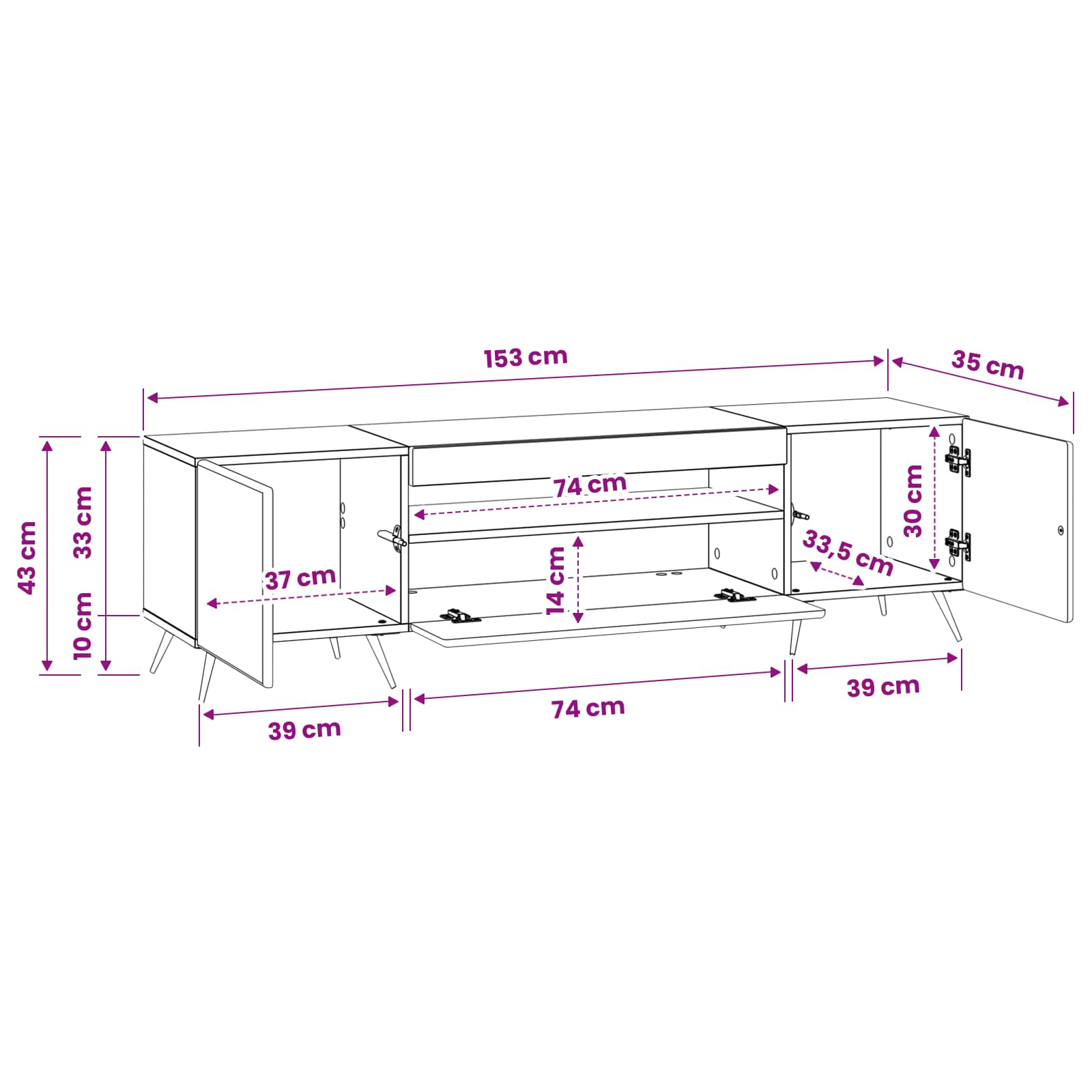 Modern TV Cabinet White Wood