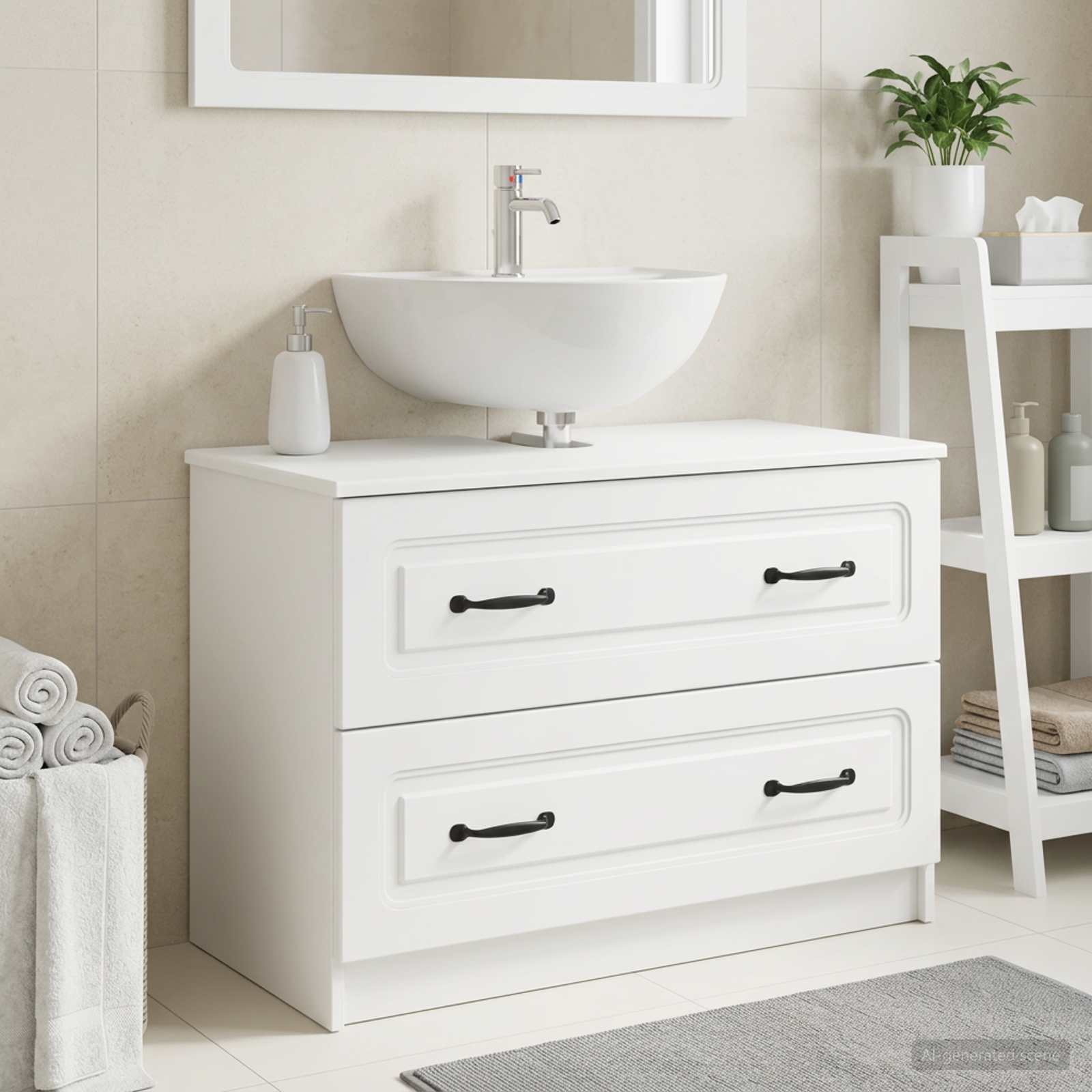 Bathroom Sink Cabinet White Modern 82x41x56cm