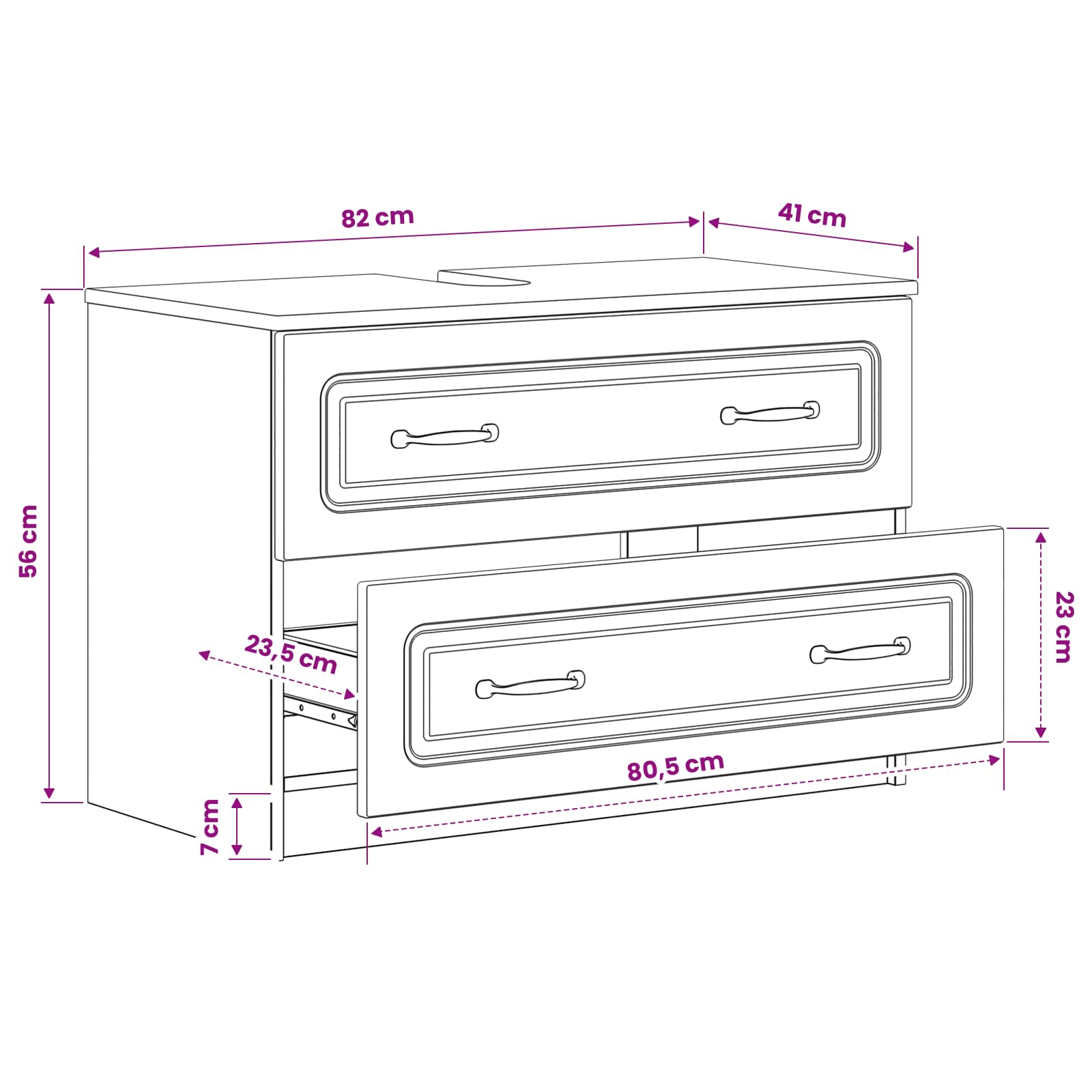 Bathroom Sink Cabinet White Modern 82x41x56cm