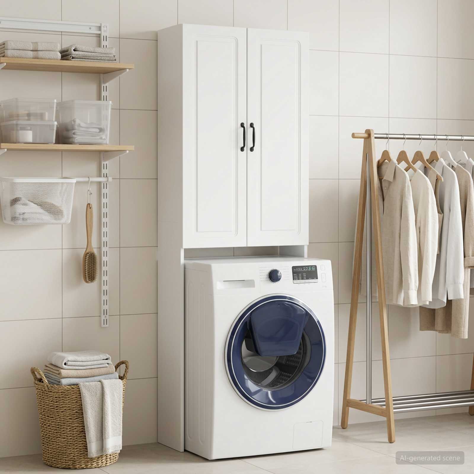 Bathroom Cabinet White Engineered 66 cm x 25.5 cm x 190 cm