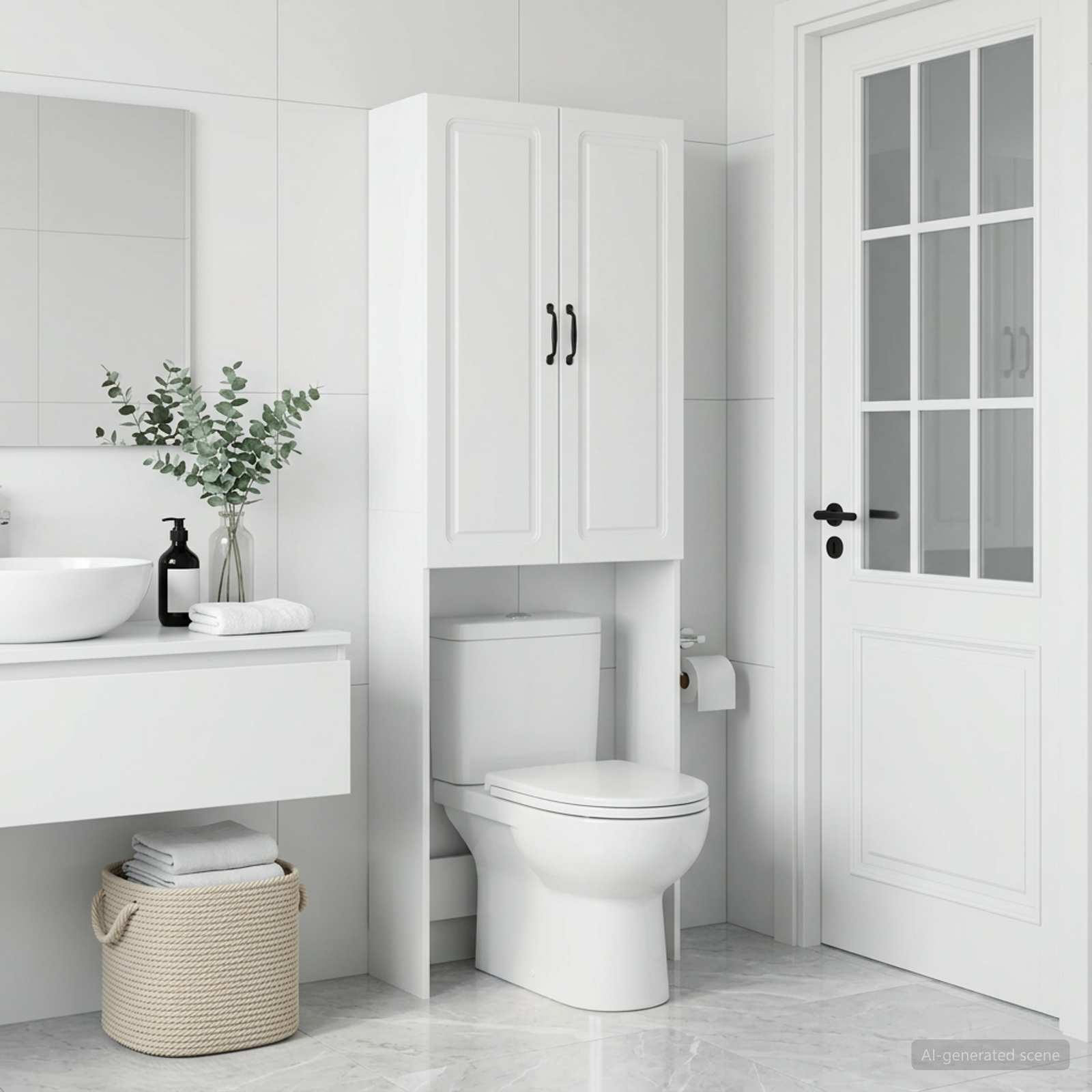 Bathroom Cabinet White Engineered 66 cm x 25.5 cm x 190 cm
