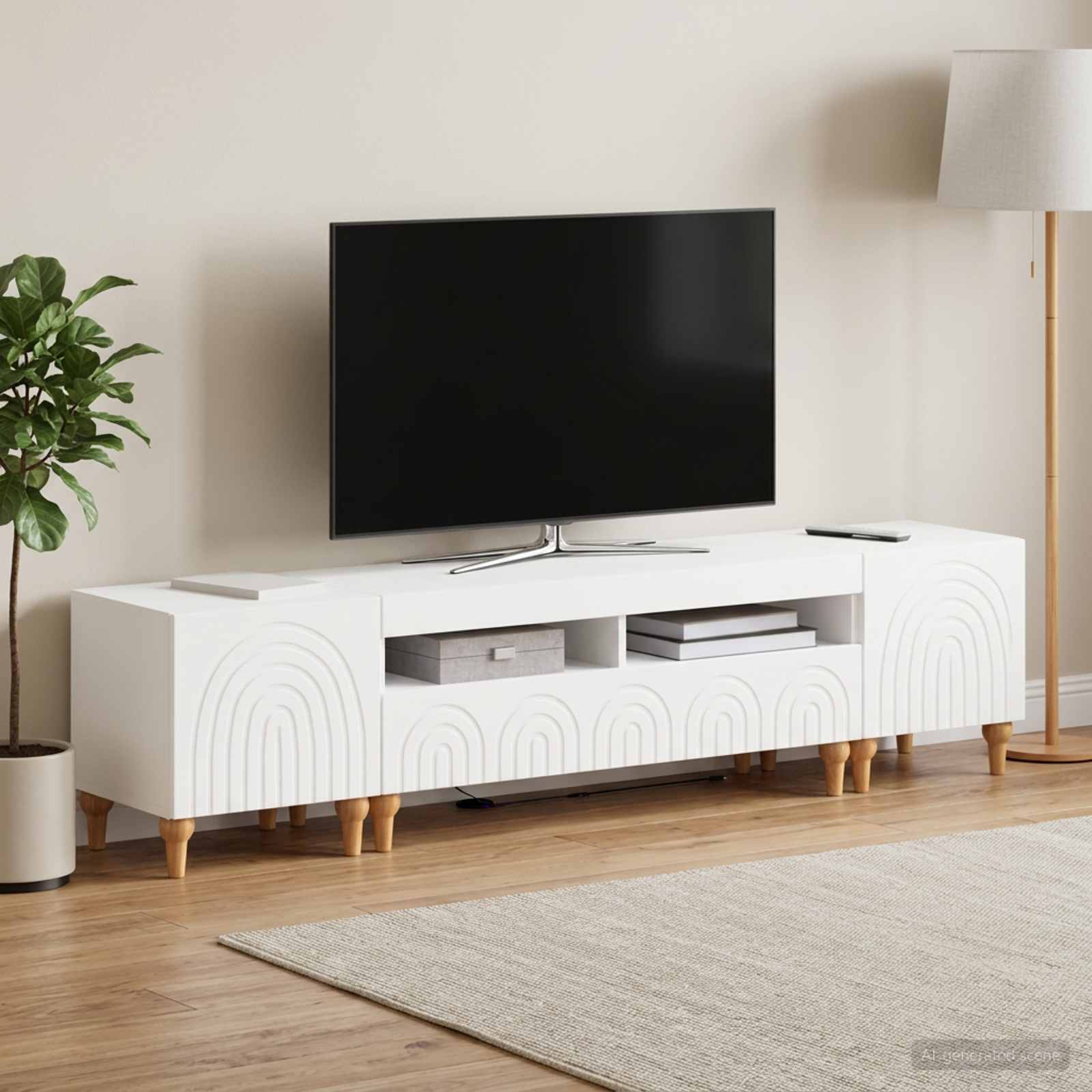 White LED TV Cabinet 49x35x43cm