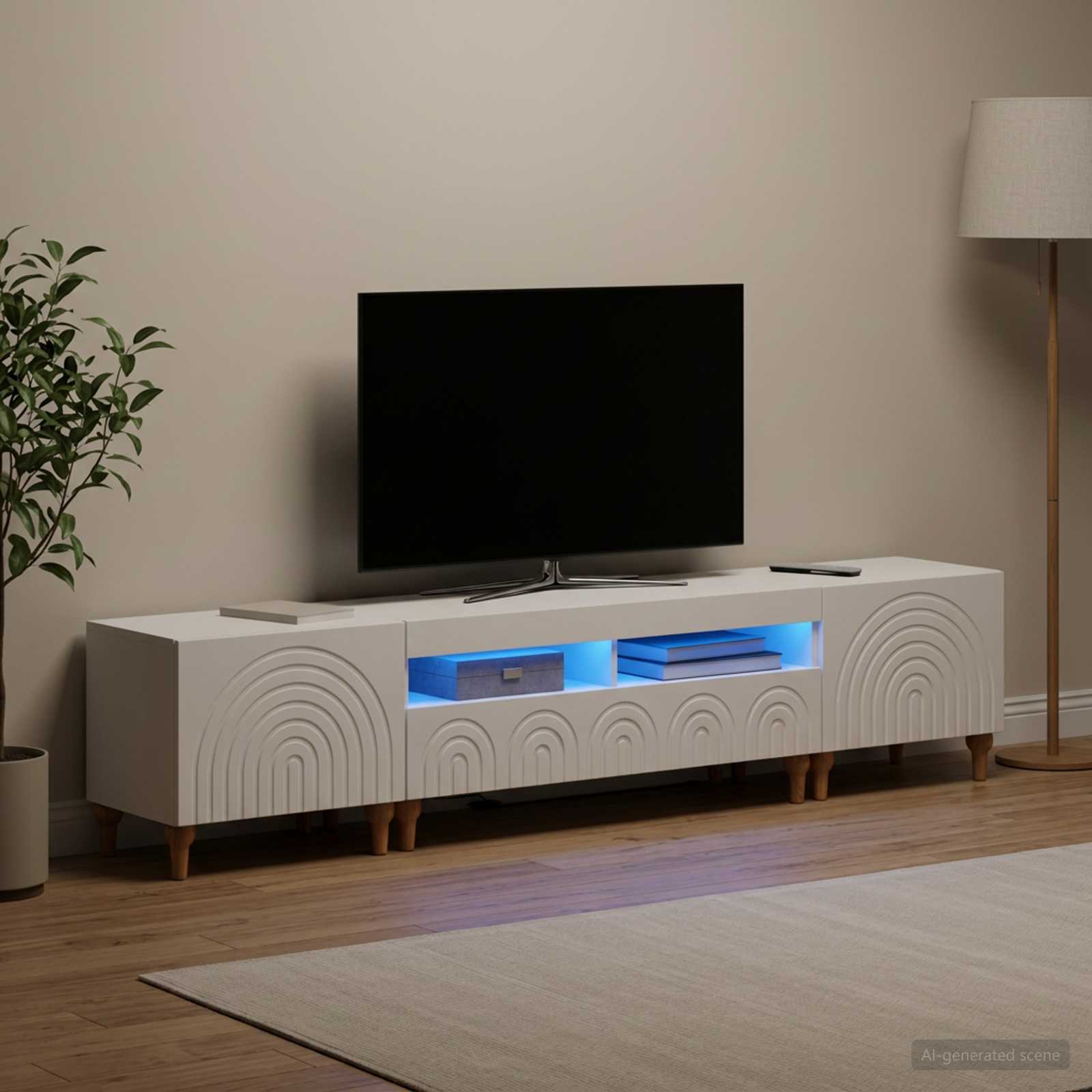 White LED TV Cabinet 49x35x43cm