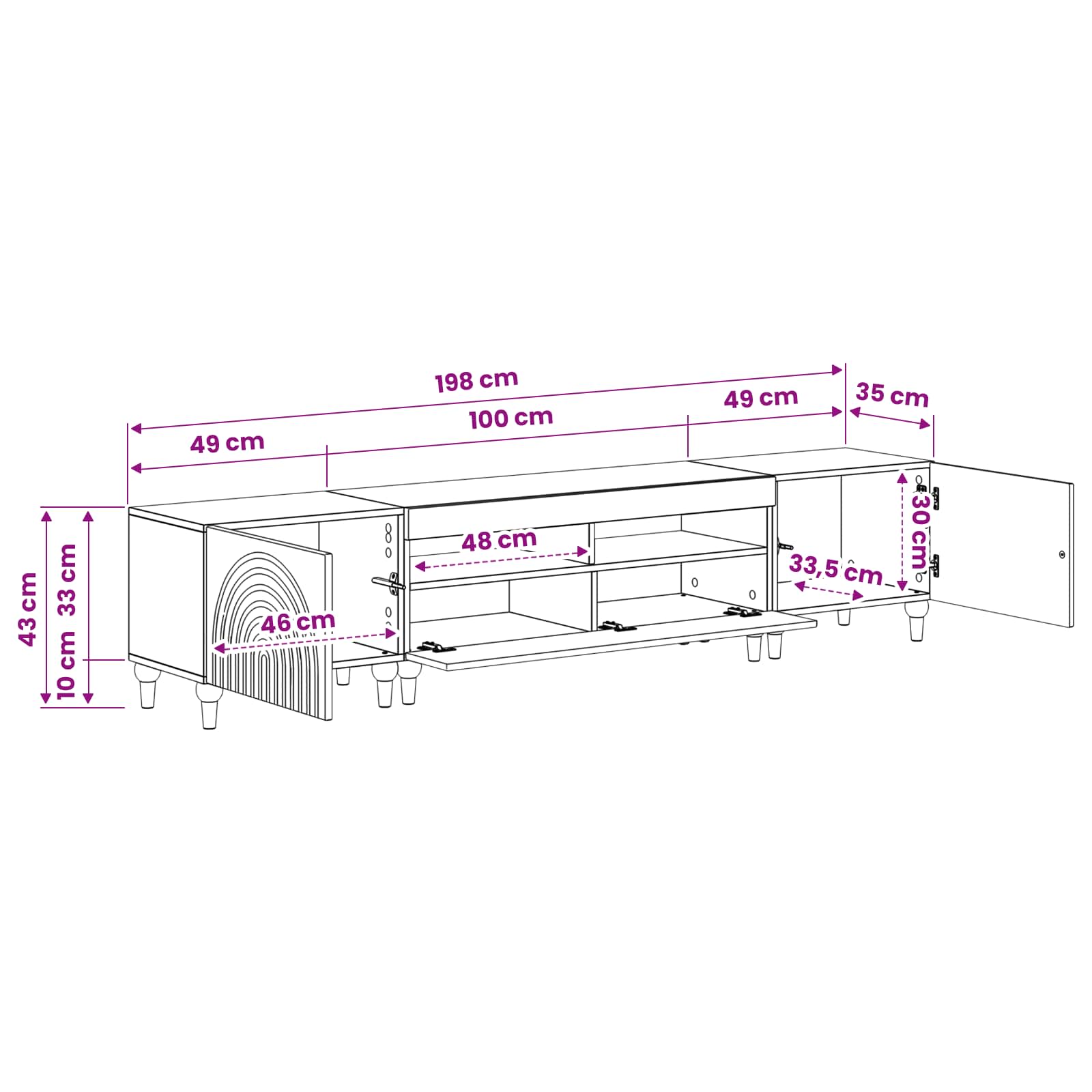 White LED TV Cabinet 49x35x43cm