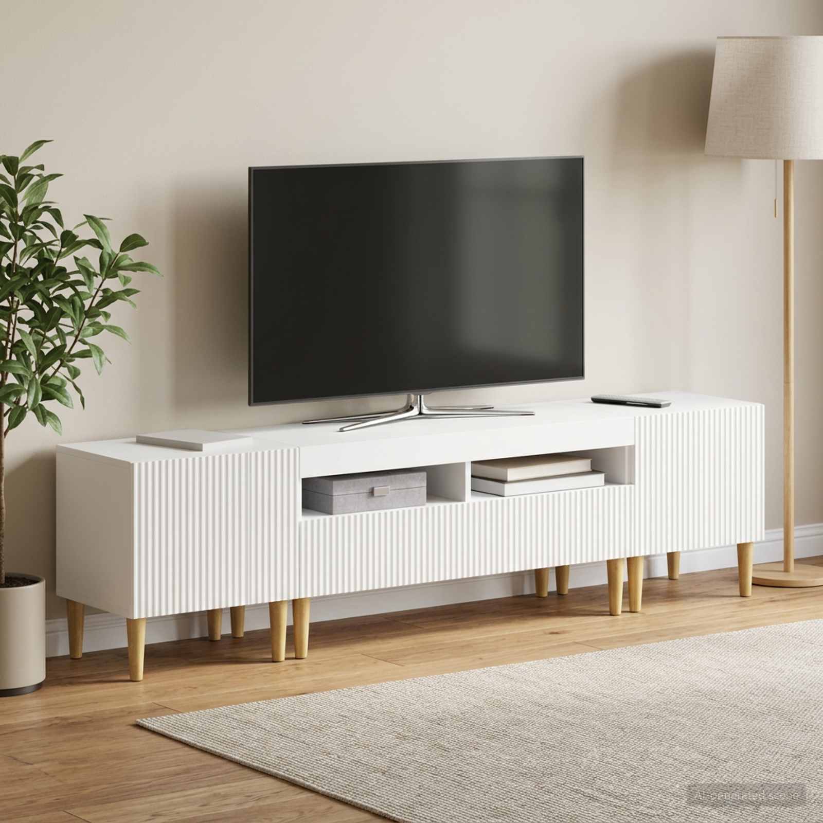 Modern TV Cabinet White Engineered Wood 49x35x43cm