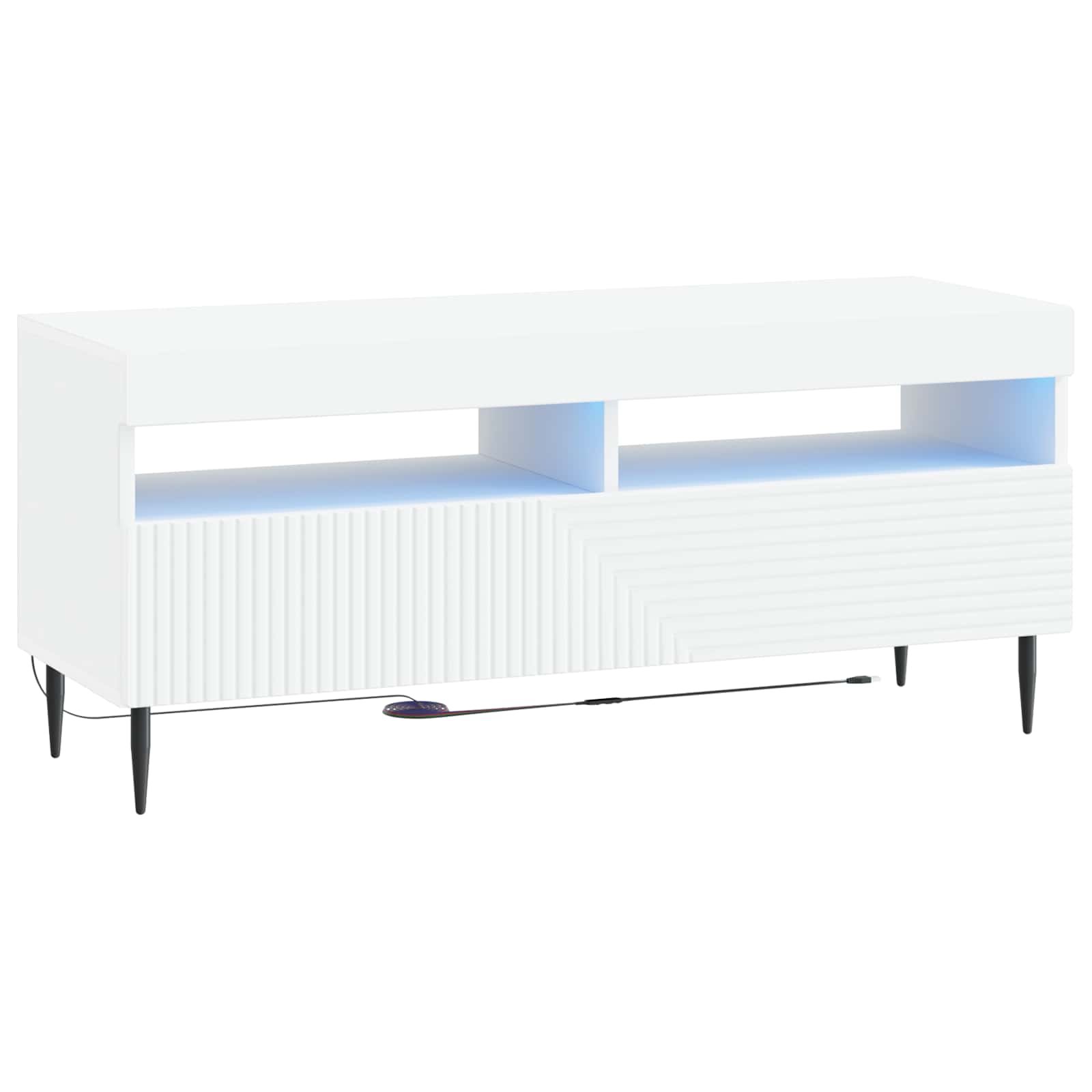 Modern TV Cabinet White Wood 98x35x43cm
